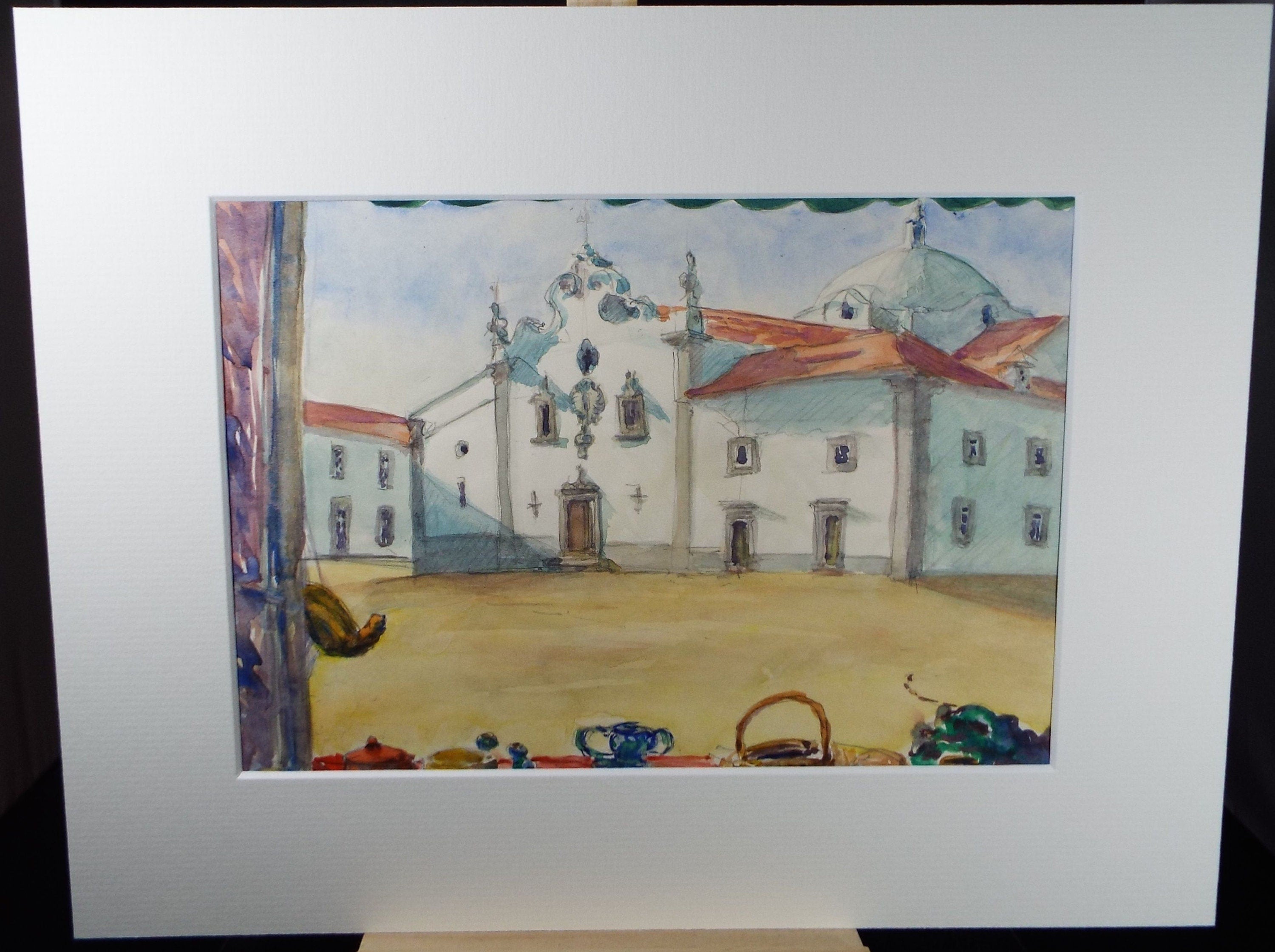 Original Watercolour, 'Spanish Buildings', Circa 1980's, Dorothy Litherland