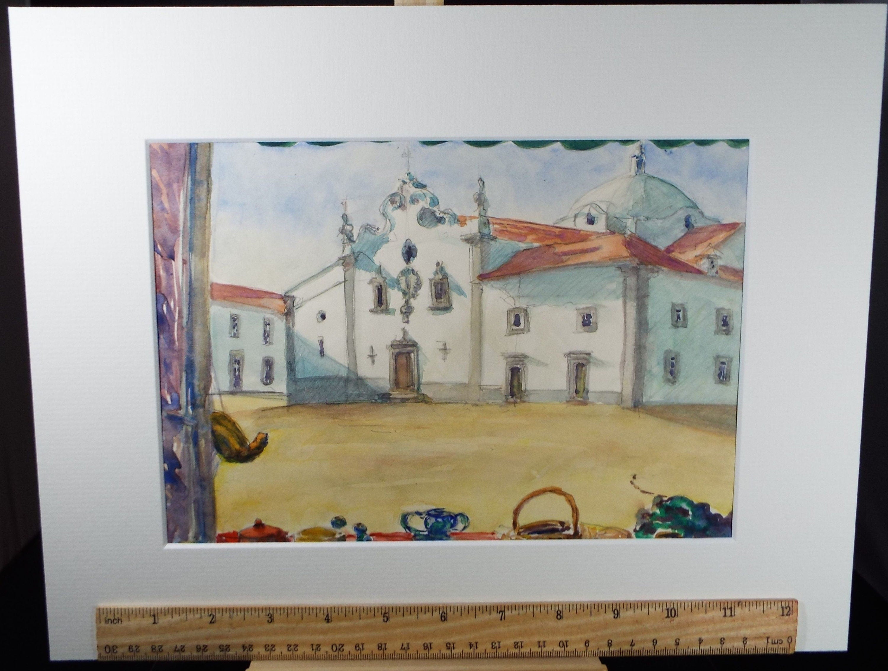 Original Watercolour, 'Spanish Buildings', Circa 1980's, Dorothy Litherland