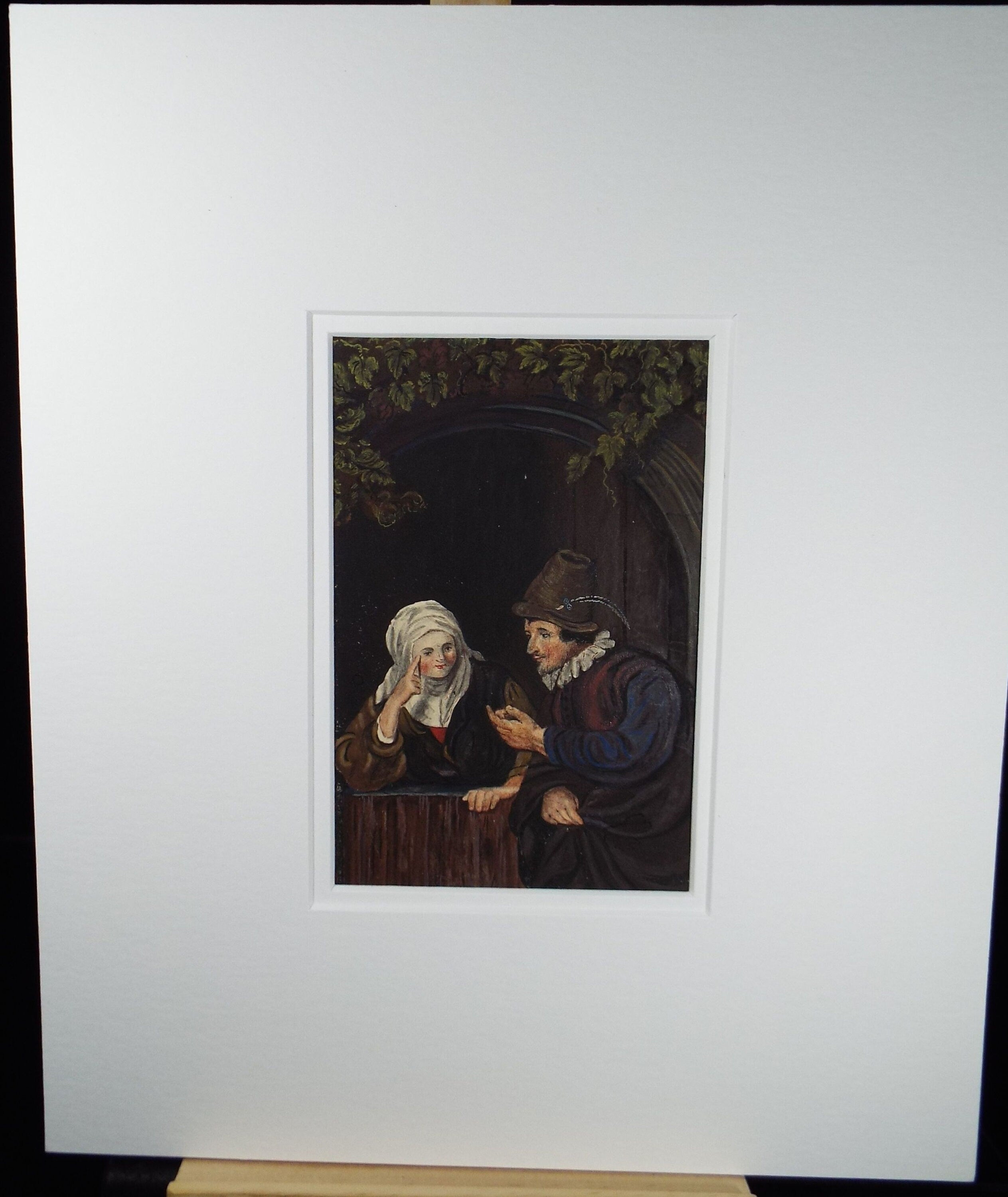 Original Watercolour, 'The Conversation', Late 19th Century, Artist Unknown