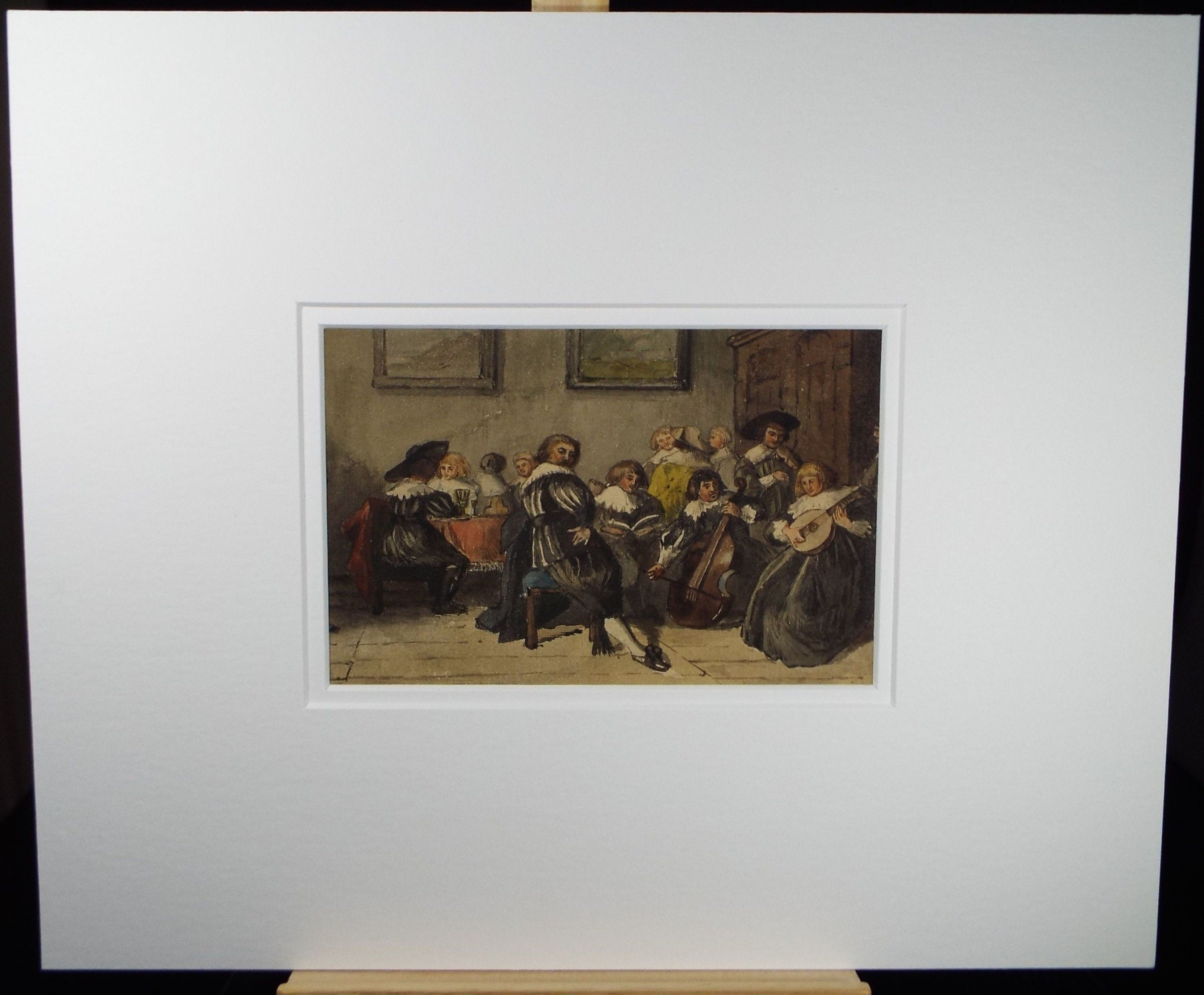 Original Watercolour, 'The Celebration', Late 19th Century, Artist Unknown