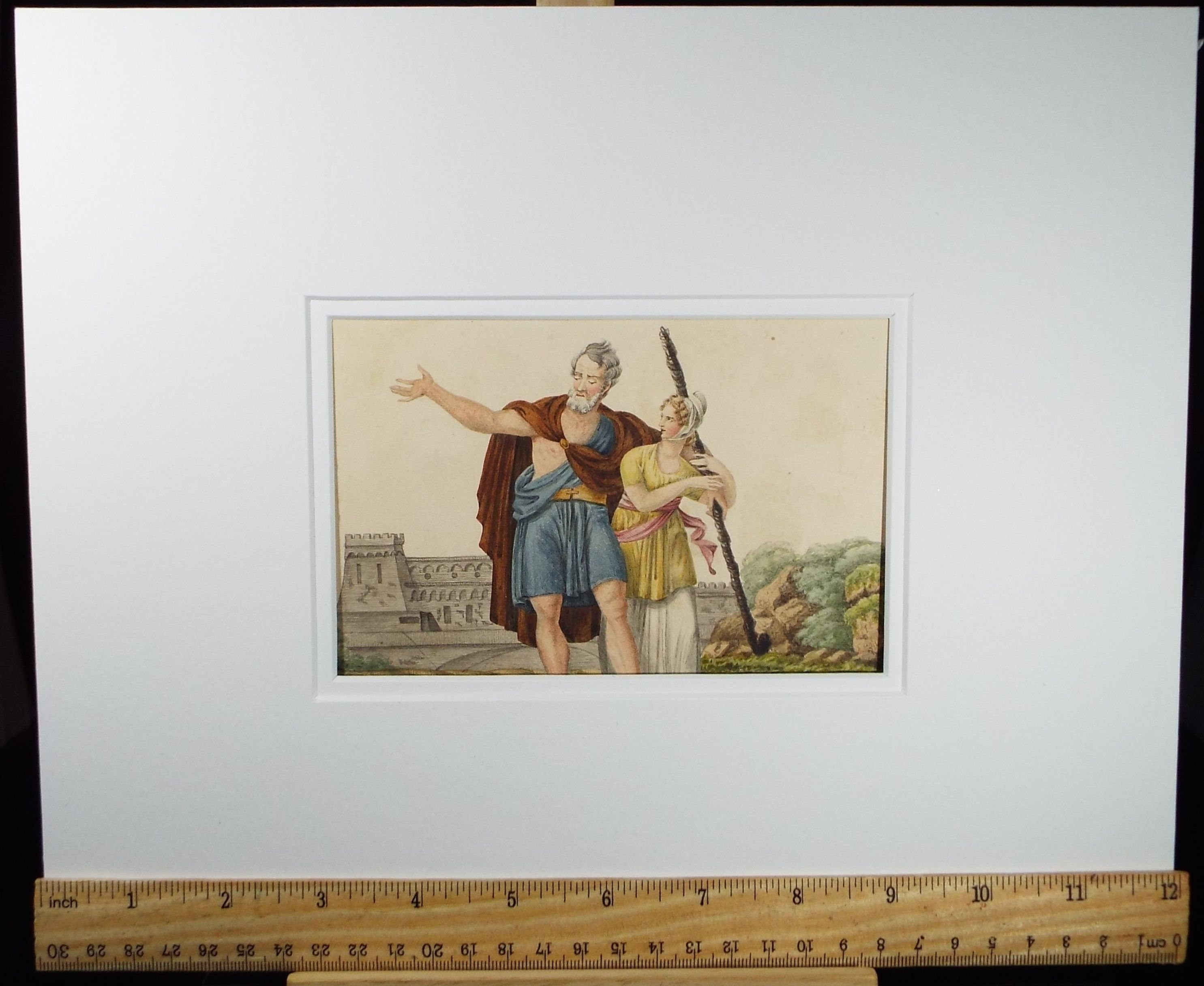 Original Watercolour, 'Male & Female figure, Late 19th Century, Artist Unknown