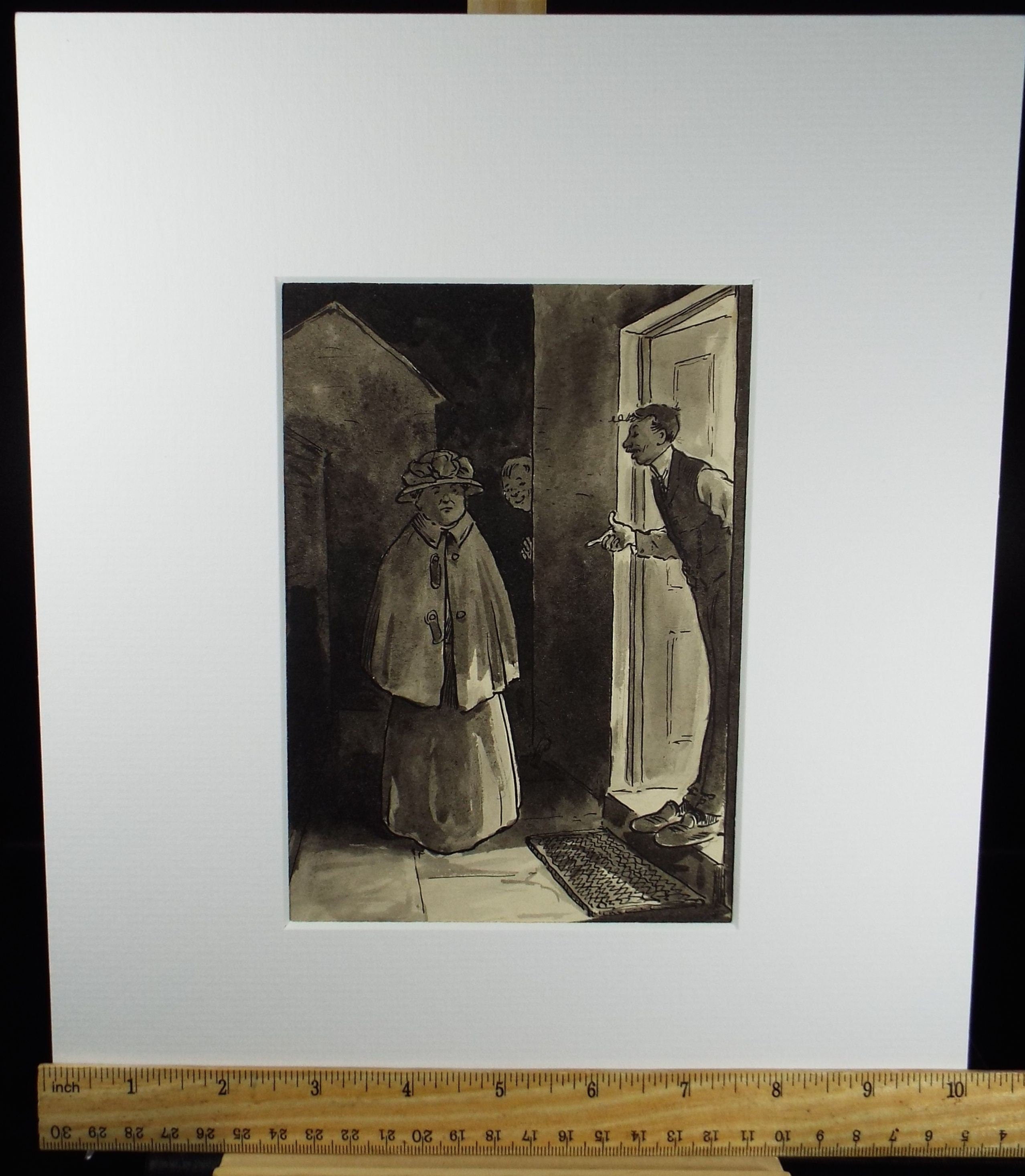 Original ink and wash 'Mistaken Identity', Artist Unknown, circa 1915