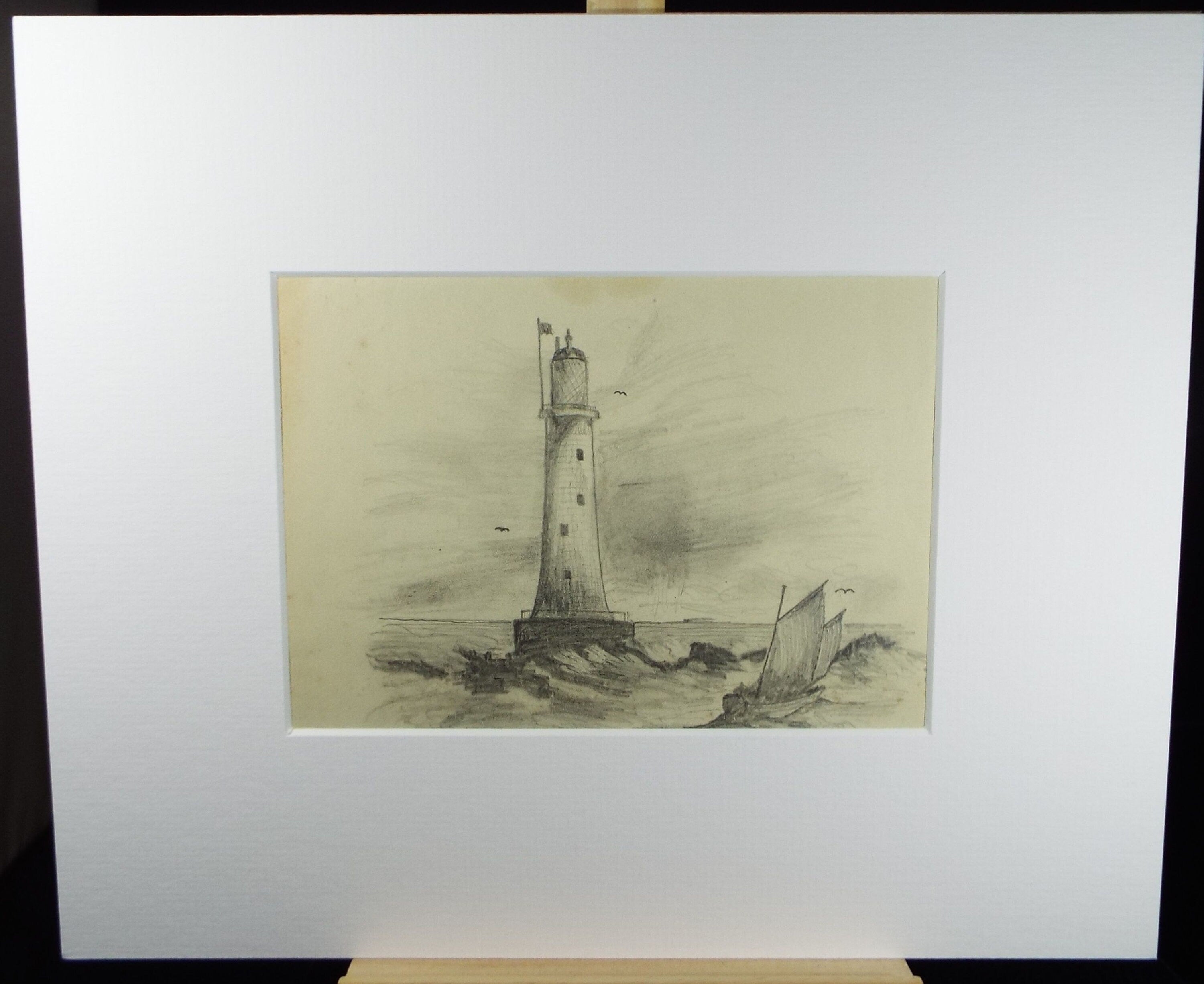Original Pencil Drawing, 'Lighthouse', circa 1910, Artist Unknown