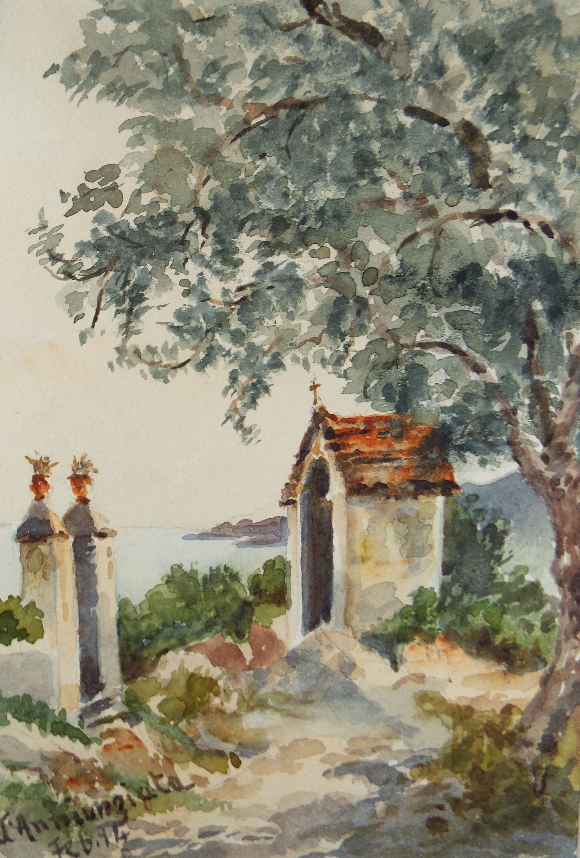 Original Watercolour, 'Annunciation Shrine', Robert Hay Drummond, Early 20th Century