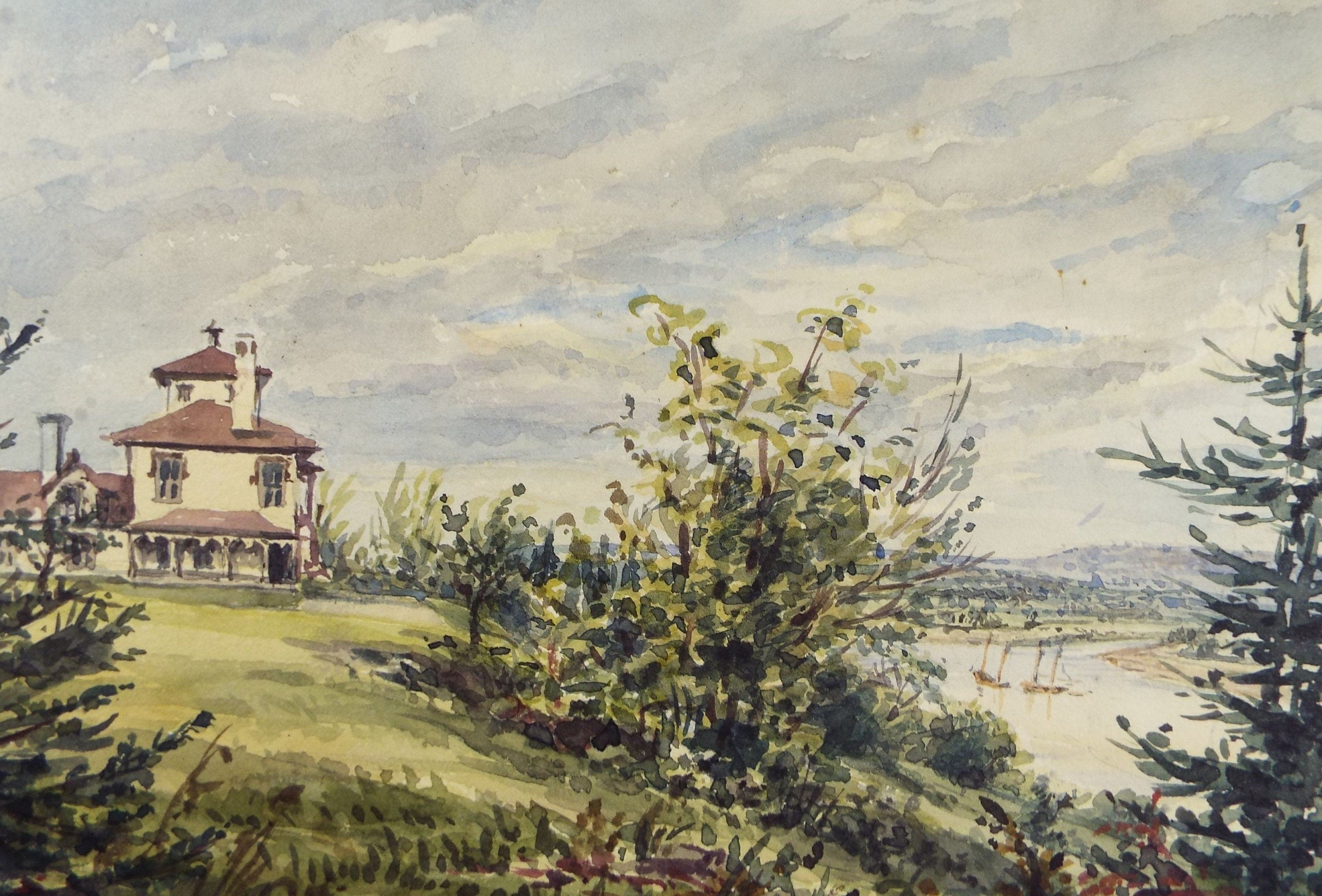 Original Watercolour, 'Hawthorne Hill, Canada' circa 1870. Artist Unknown