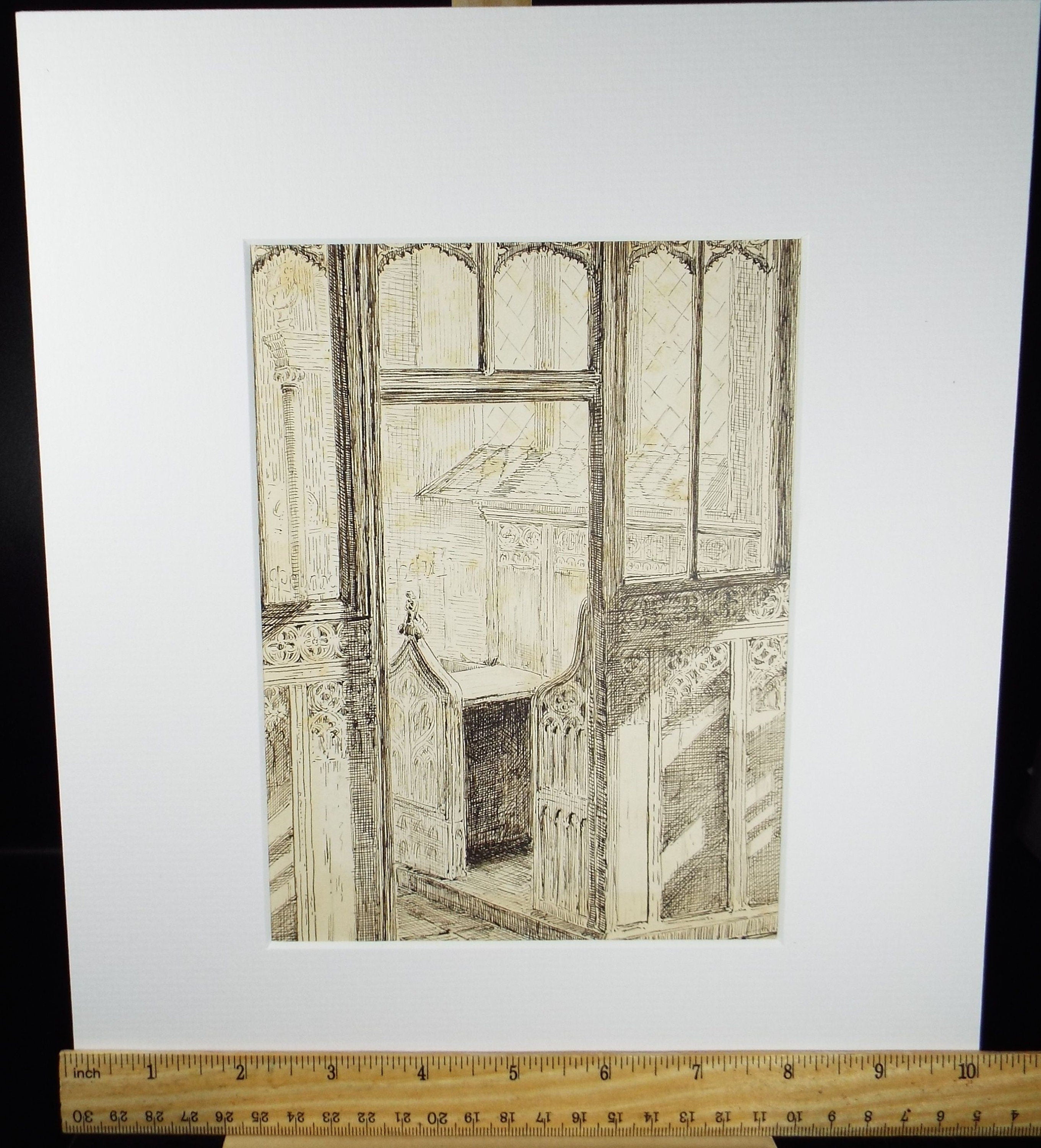 Original Pen & Ink, 'Pews and Rood Screen', Late 19th Century, Artist unknown