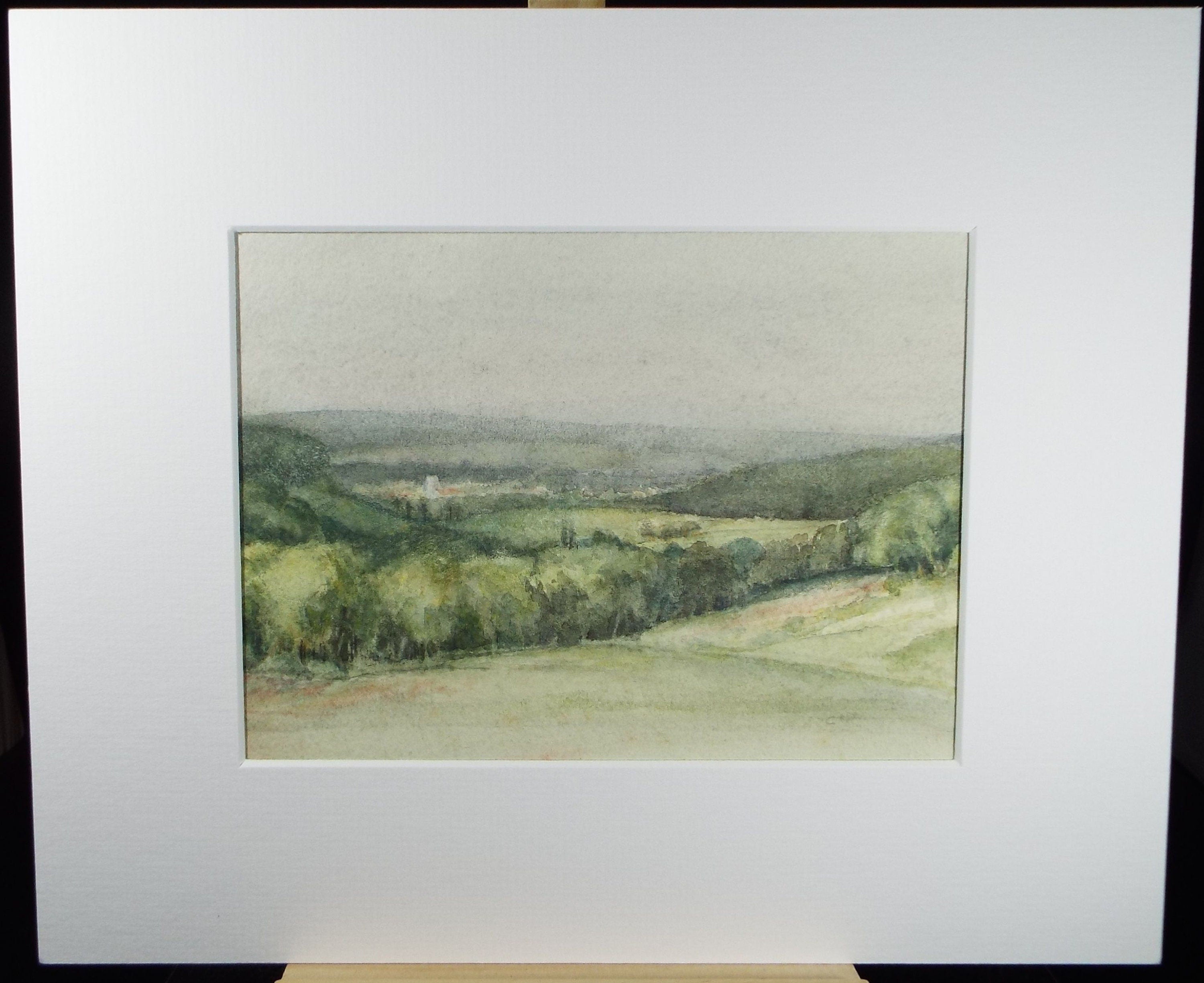 Original Watercolour, 'Green Landscape ', c1980's, Unknown Artist