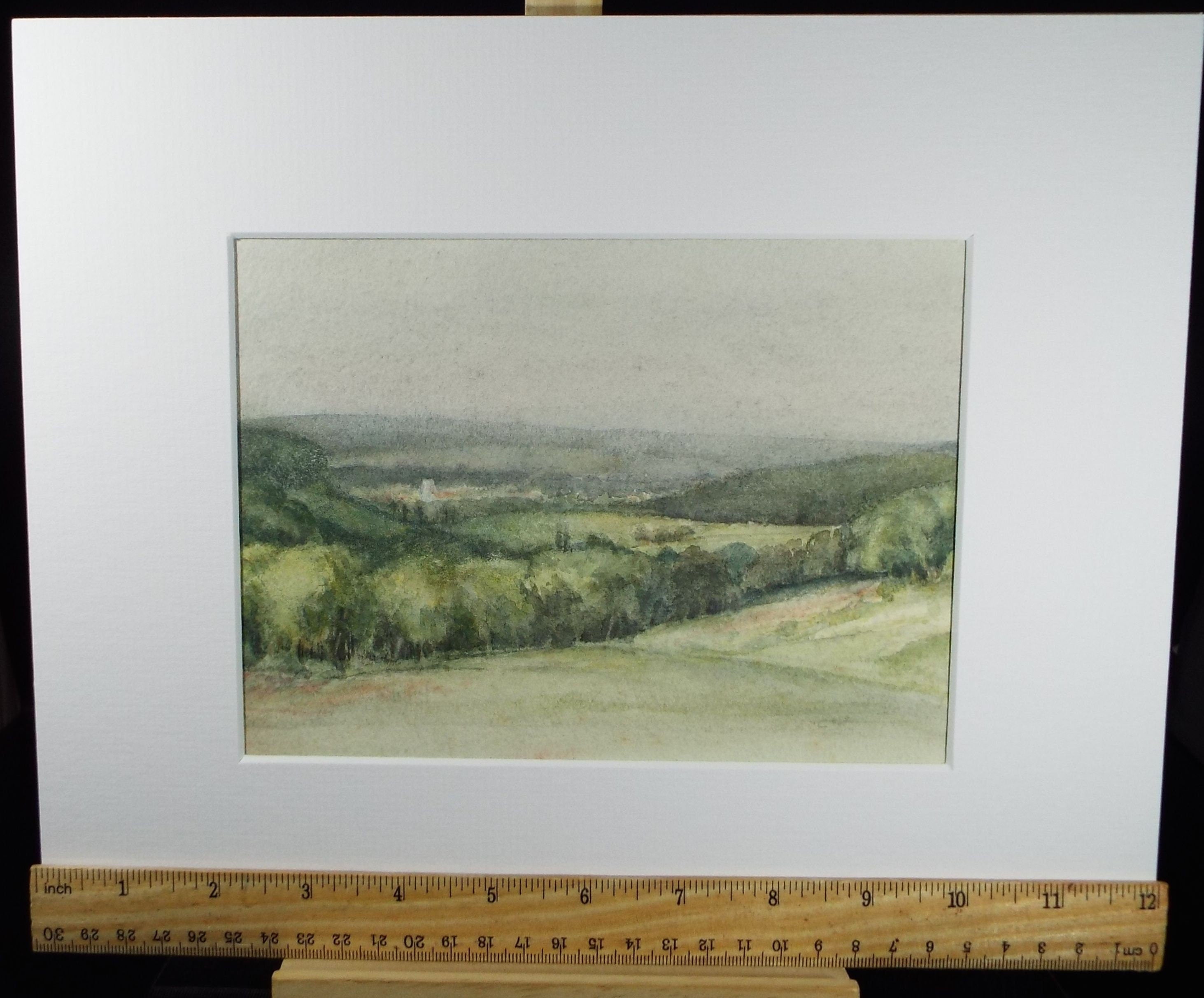 Original Watercolour, 'Green Landscape ', c1980's, Unknown Artist