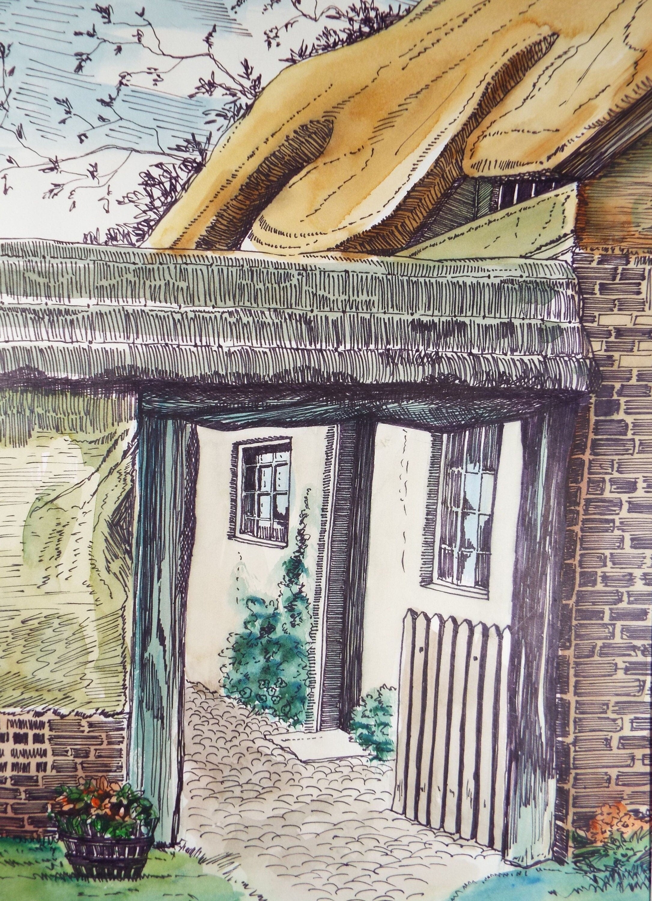 Original Watercolour, Inscribed - 'Winterbourne Gunner, Wilts' , Elizabeth R Cooke, Dated 1987