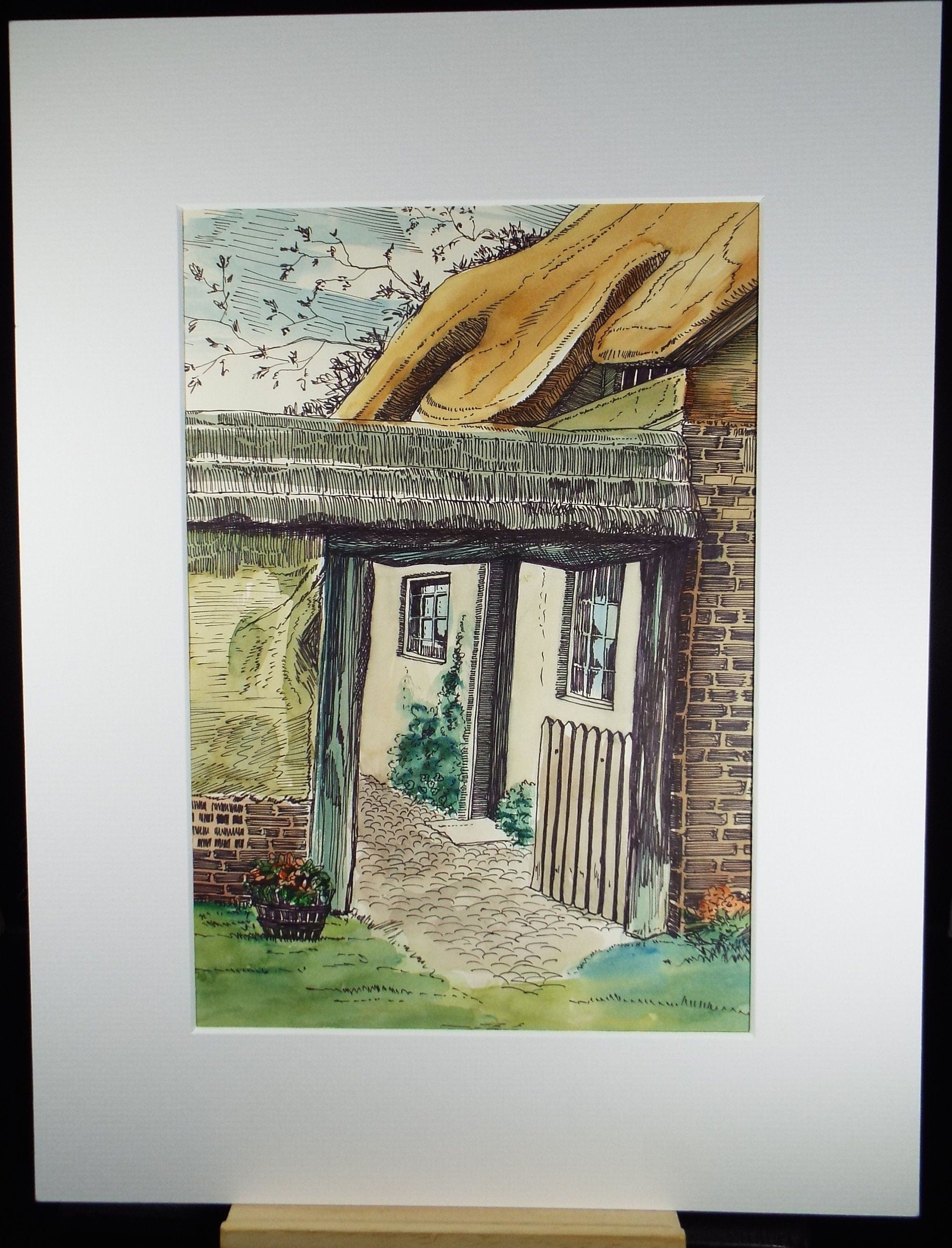 Original Watercolour, Inscribed - 'Winterbourne Gunner, Wilts' , Elizabeth R Cooke, Dated 1987