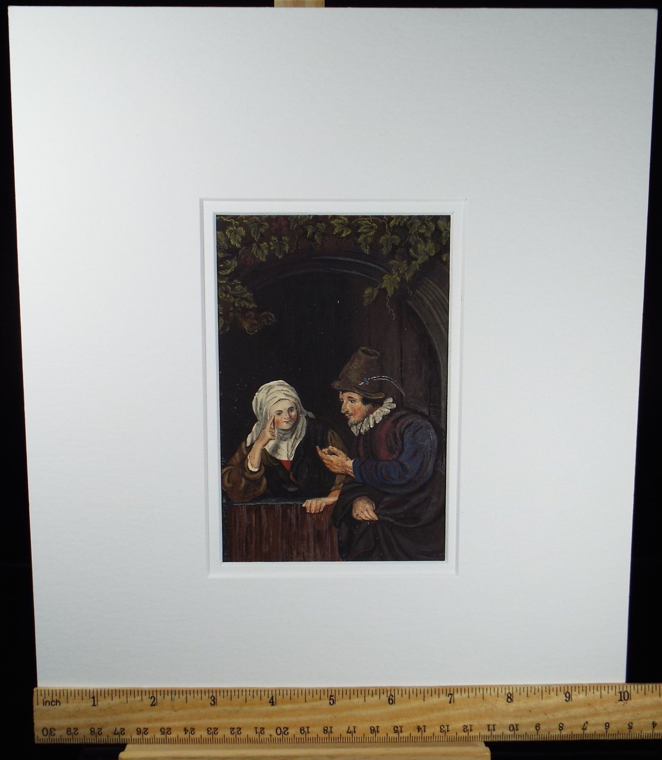 Original Watercolour, 'The Conversation', Late 19th Century, Artist Unknown