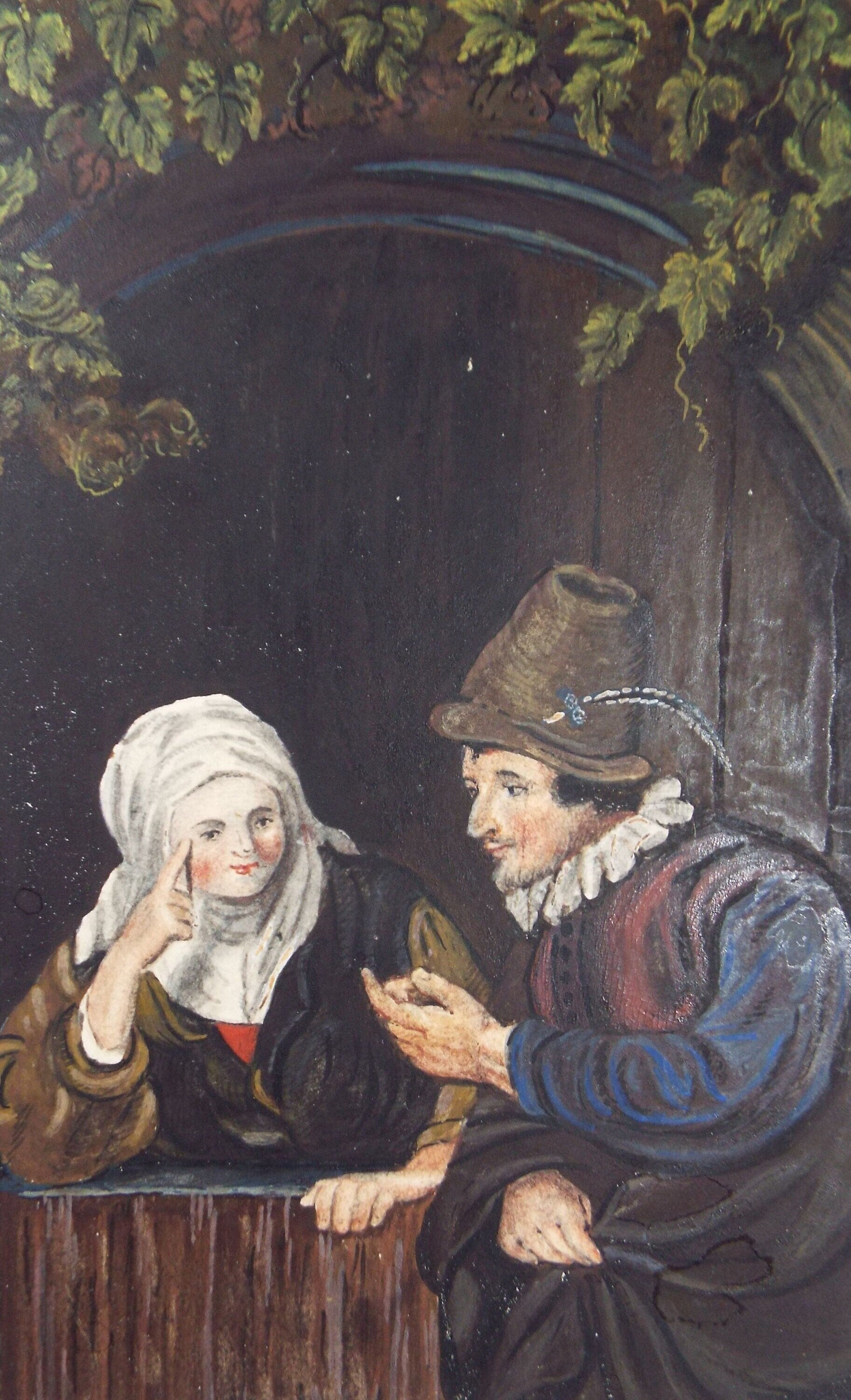 Original Watercolour, 'The Conversation', Late 19th Century, Artist Unknown