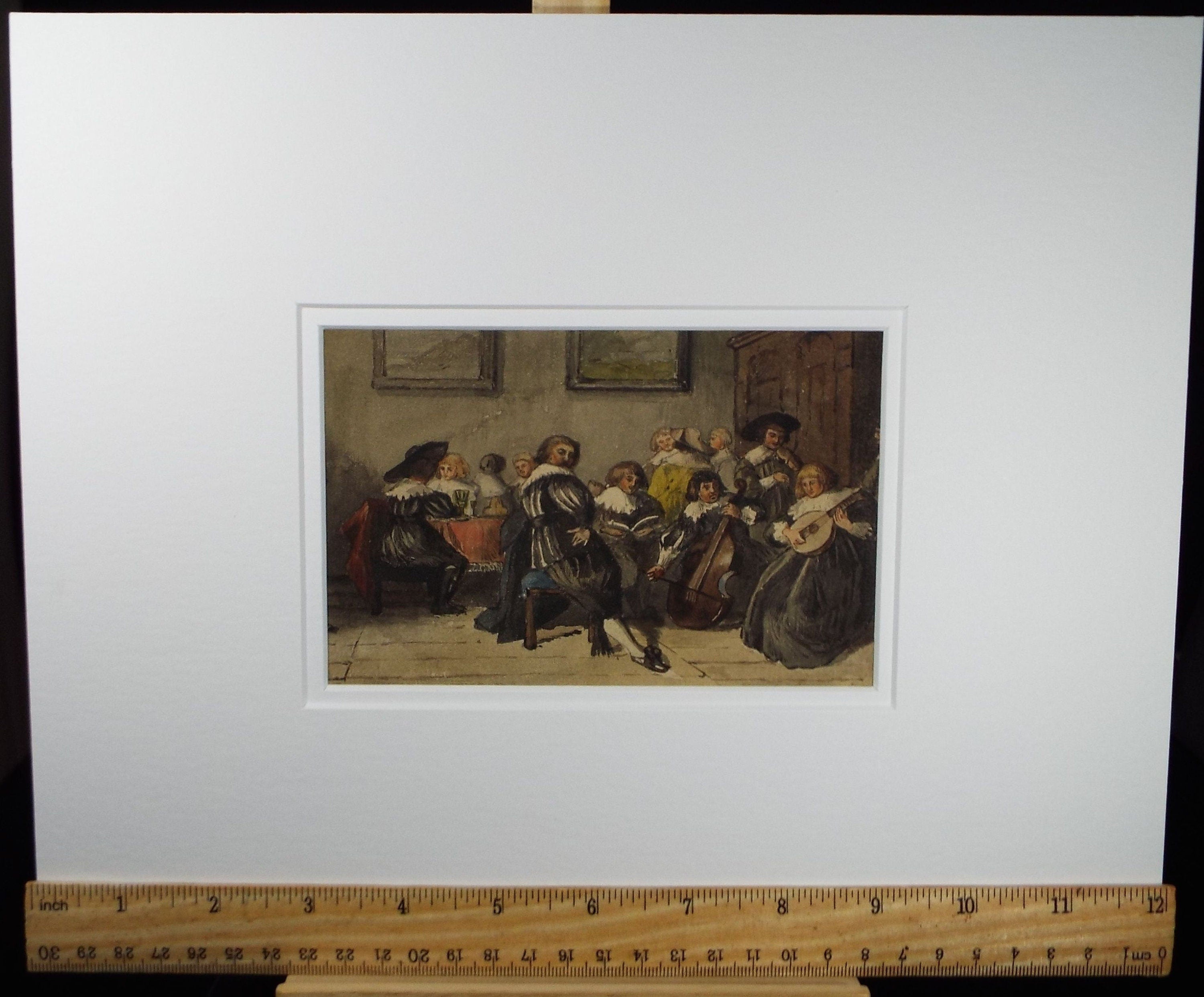 Original Watercolour, 'The Celebration', Late 19th Century, Artist Unknown