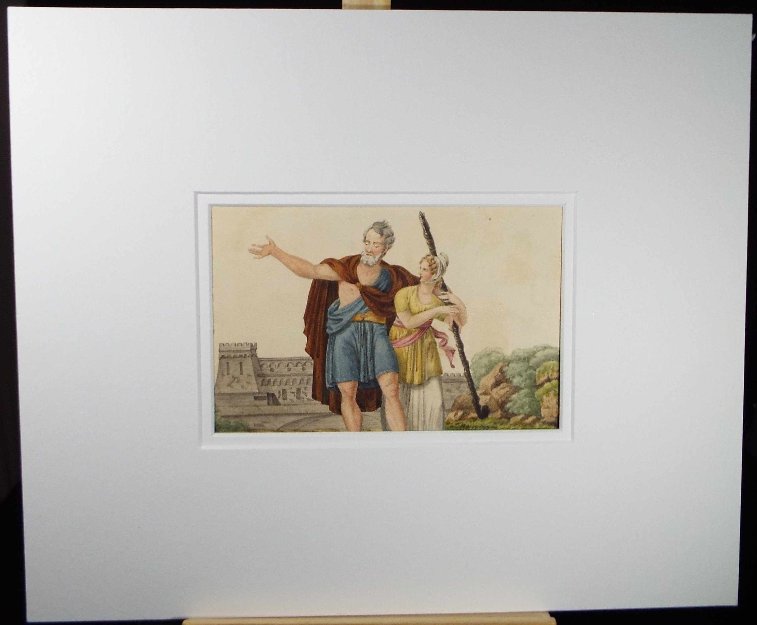 Original Watercolour, 'Male & Female figure, Late 19th Century, Artist Unknown