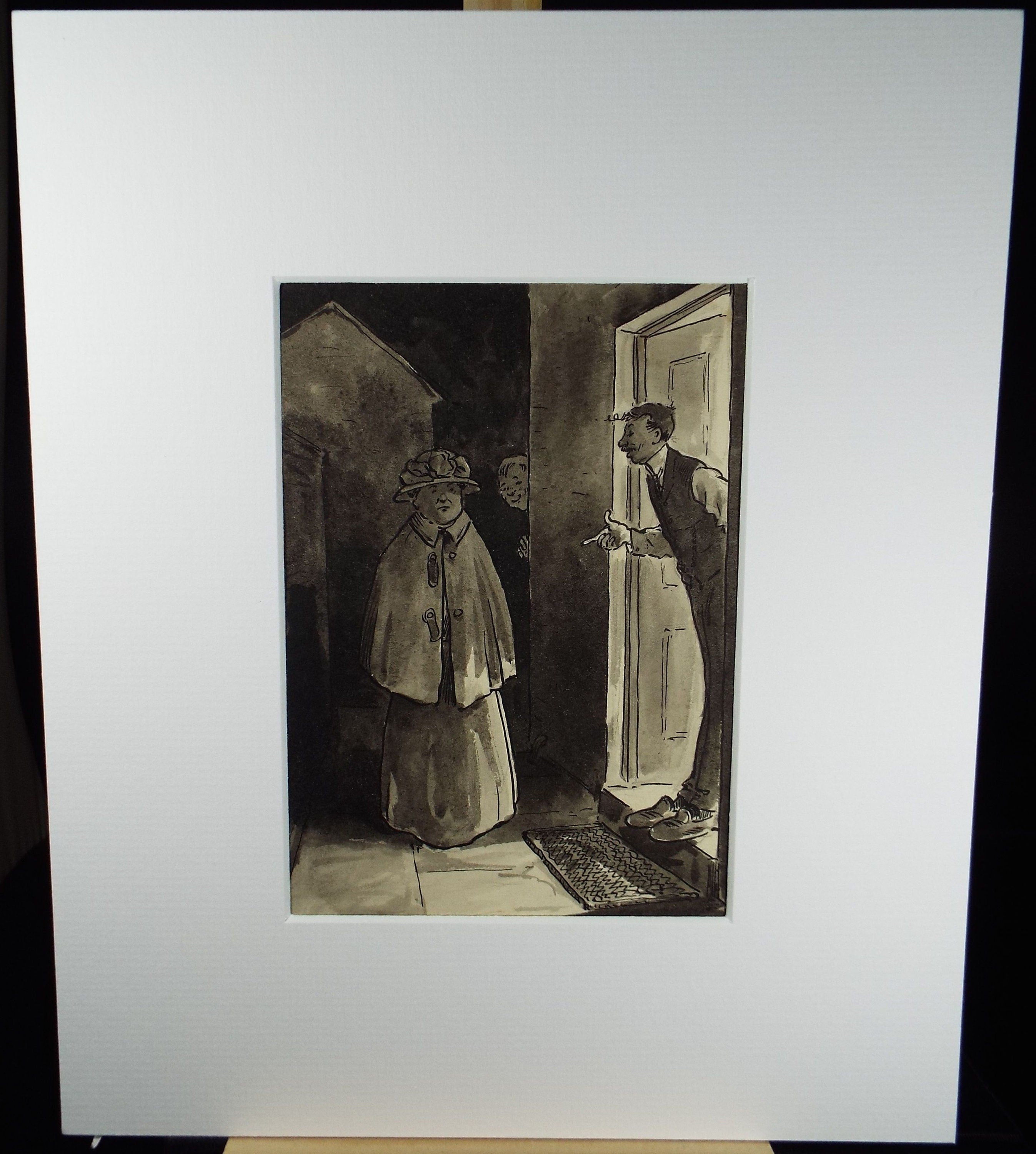 Original ink and wash 'Mistaken Identity', Artist Unknown, circa 1915