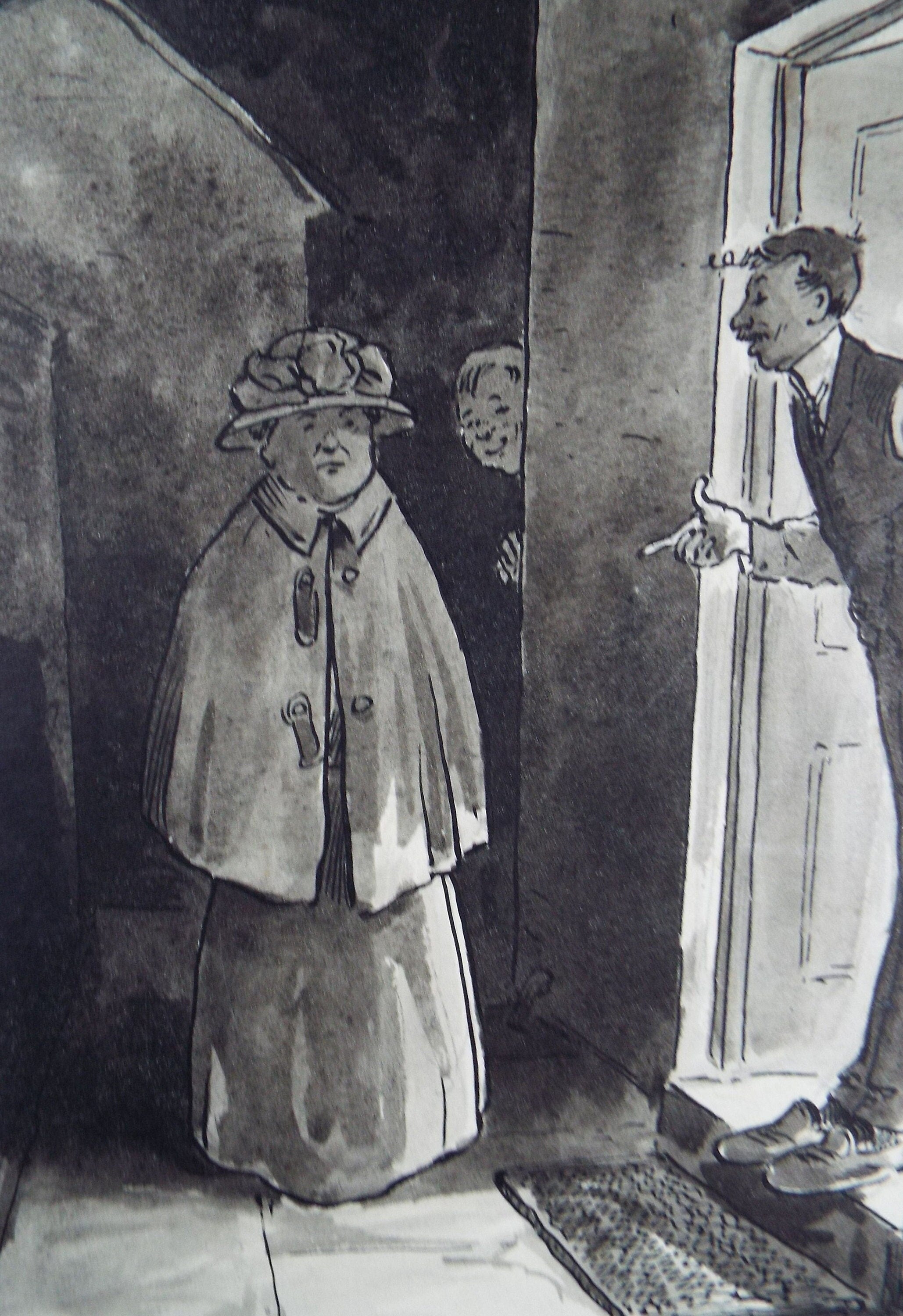 Original ink and wash 'Mistaken Identity', Artist Unknown, circa 1915