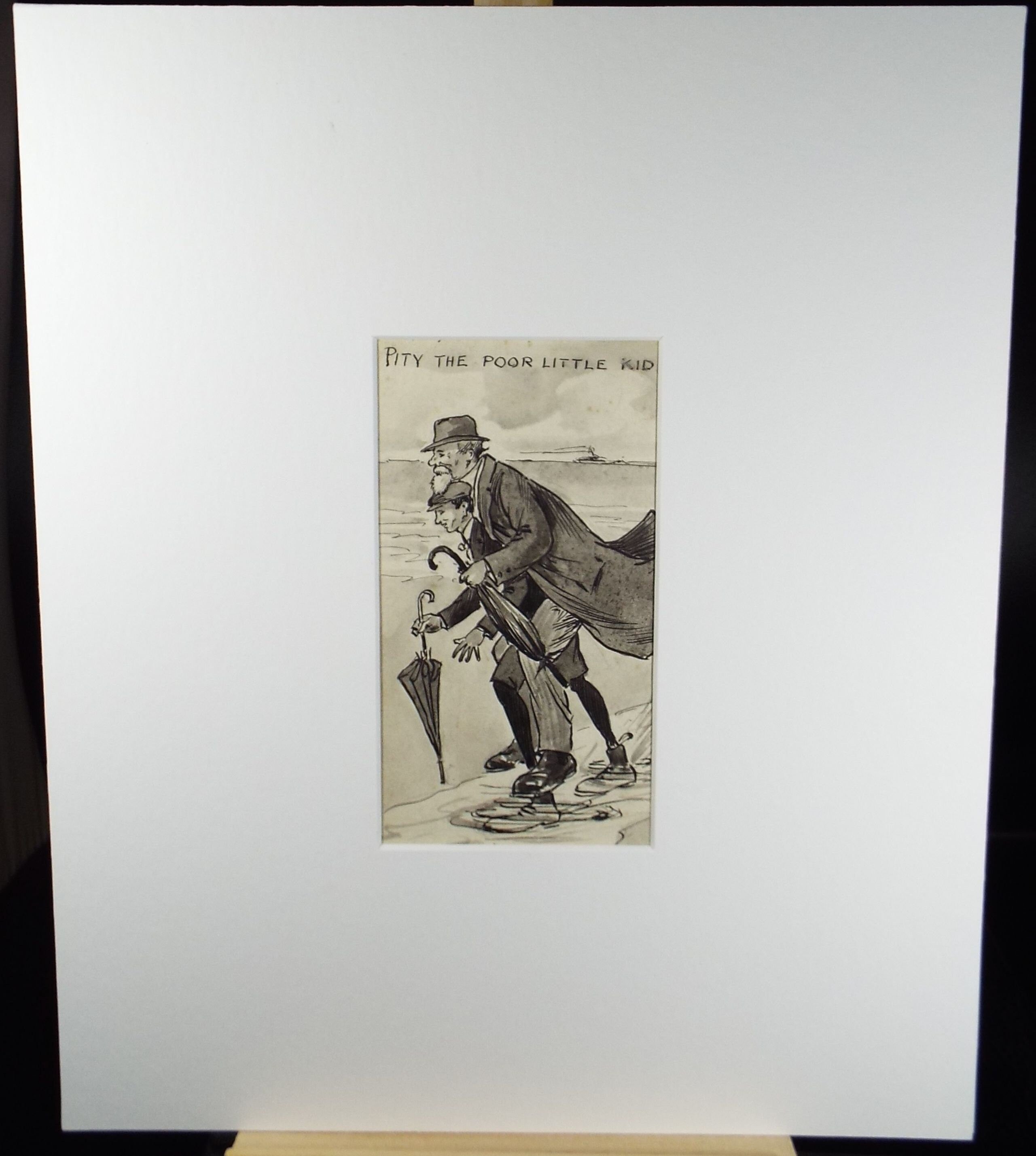 Original ink and wash 'Pity the Poor little kid', Artist Unknown, circa 1915