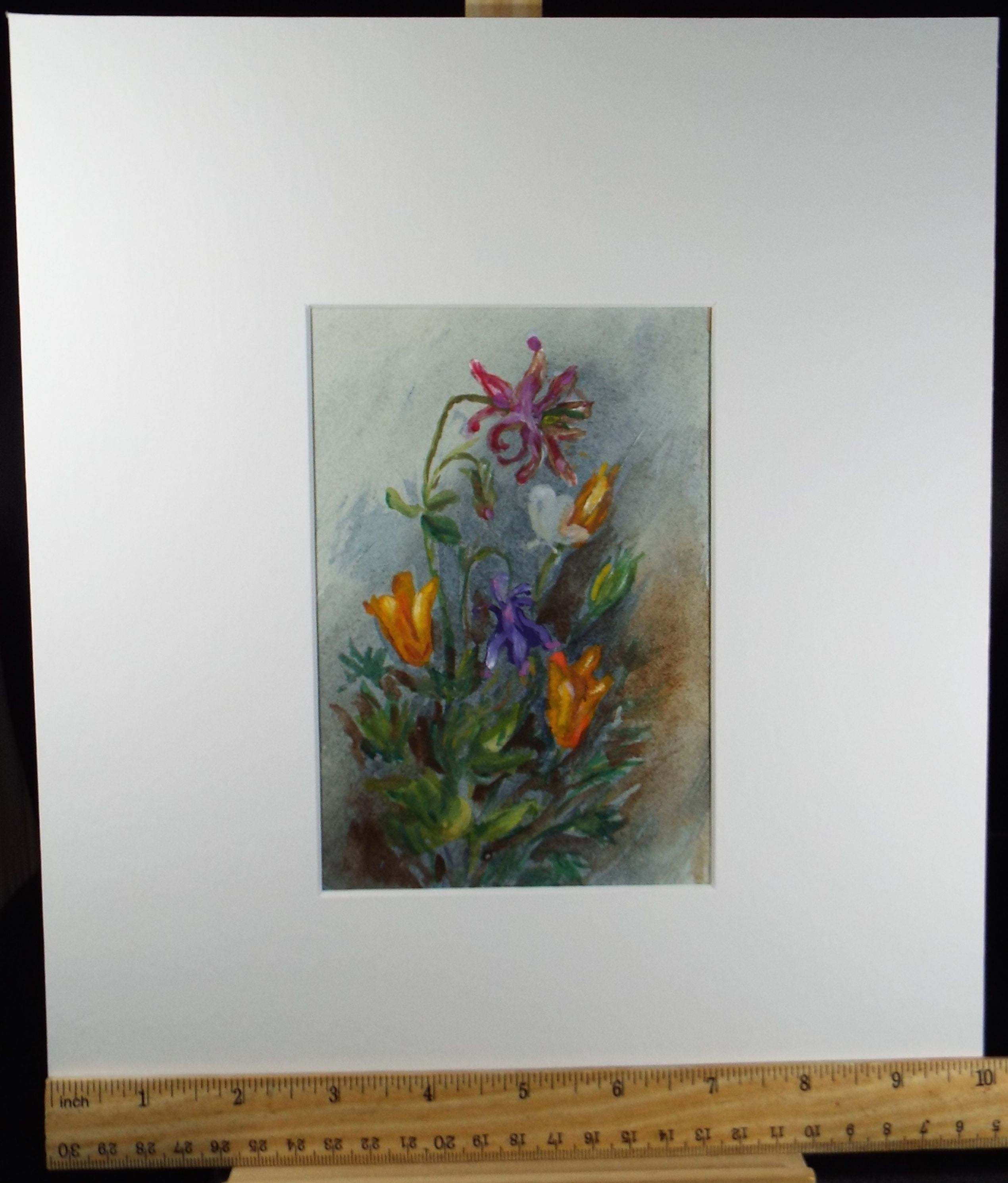 Original Watercolour, 'Flower Study', Circa 1950's, Indistinctly Signed