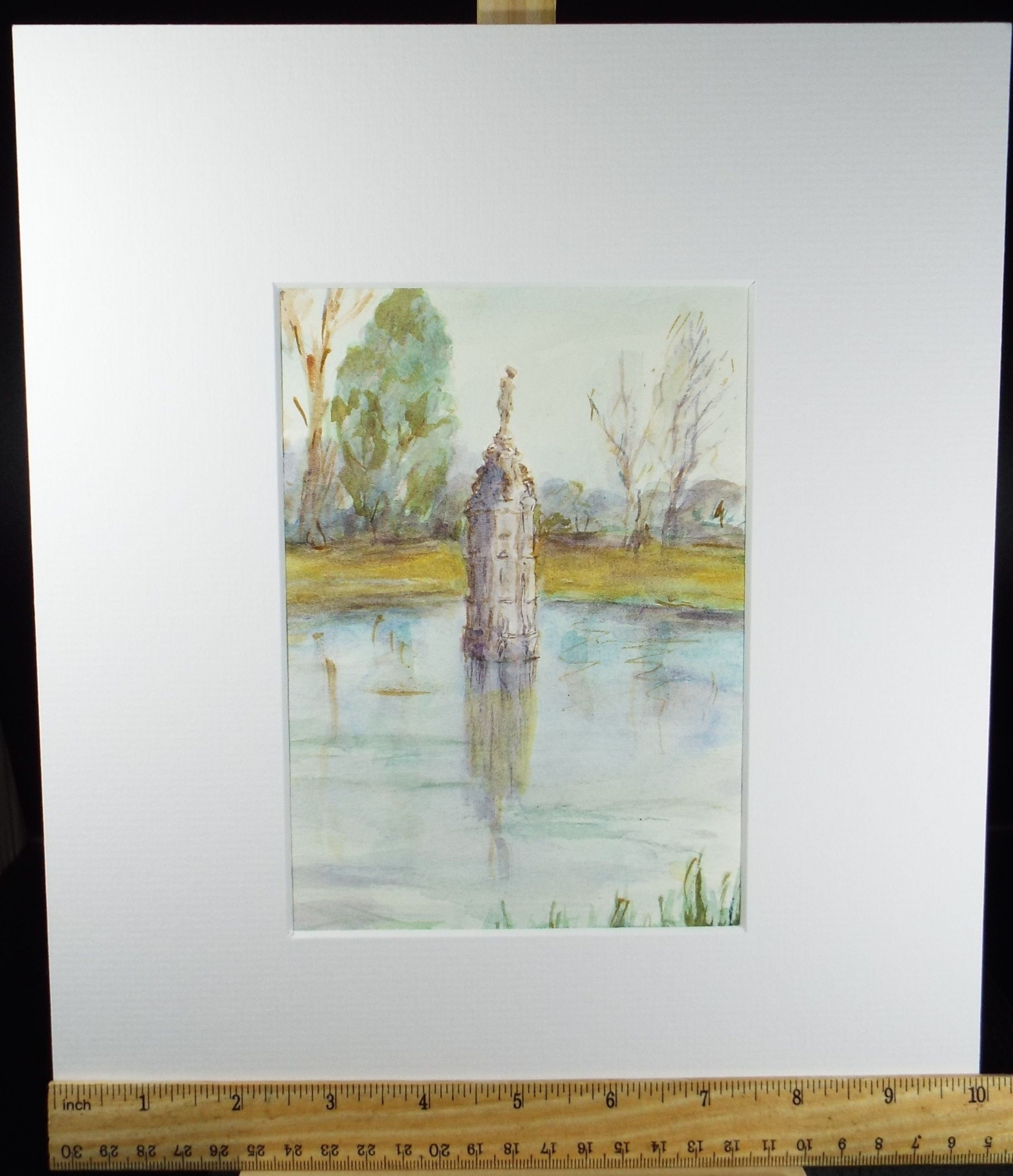 Original Watercolour 'The Fountain', Circa 1990's,Artist Unknown