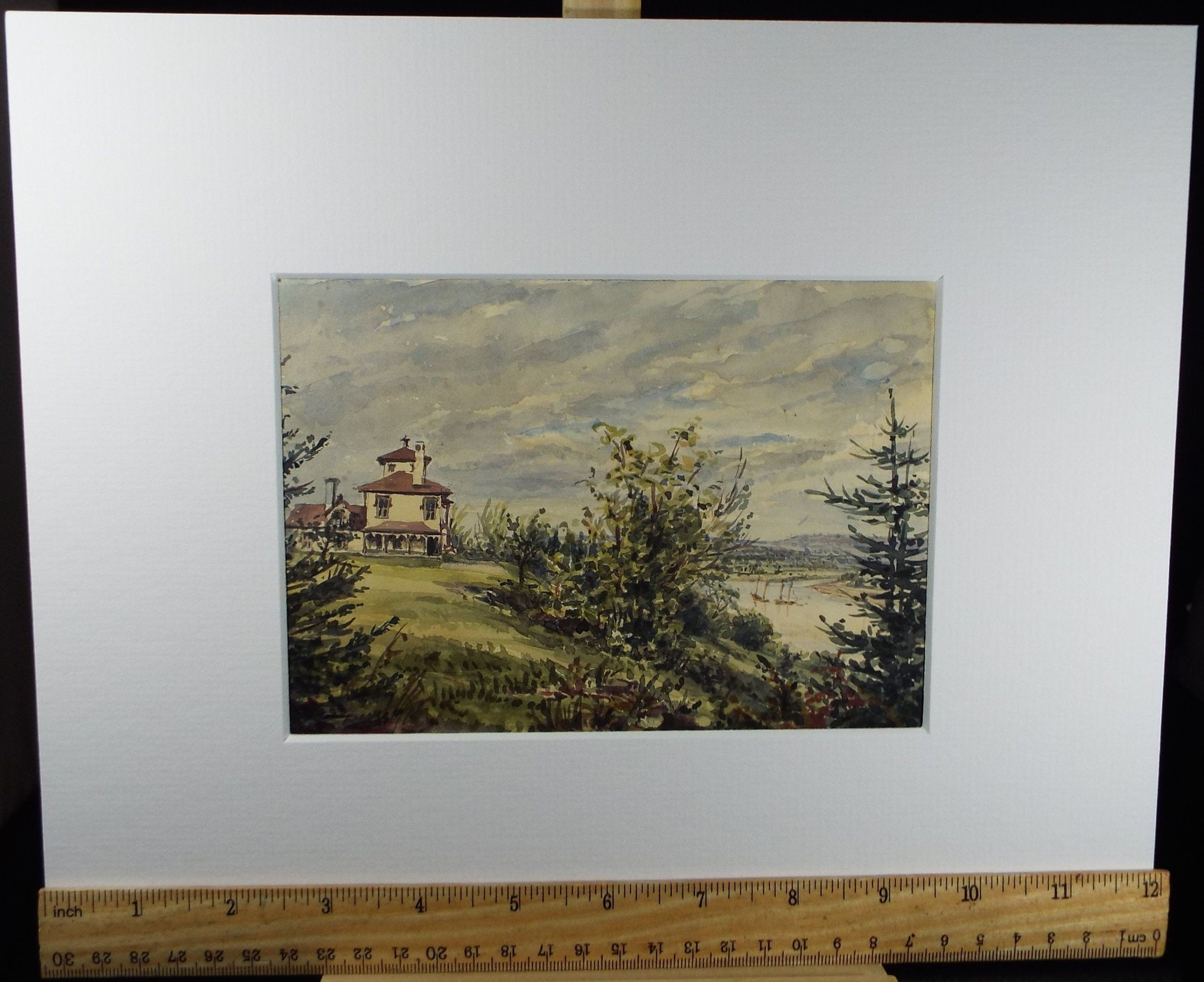 Original Watercolour, 'Hawthorne Hill, Canada' circa 1870. Artist Unknown