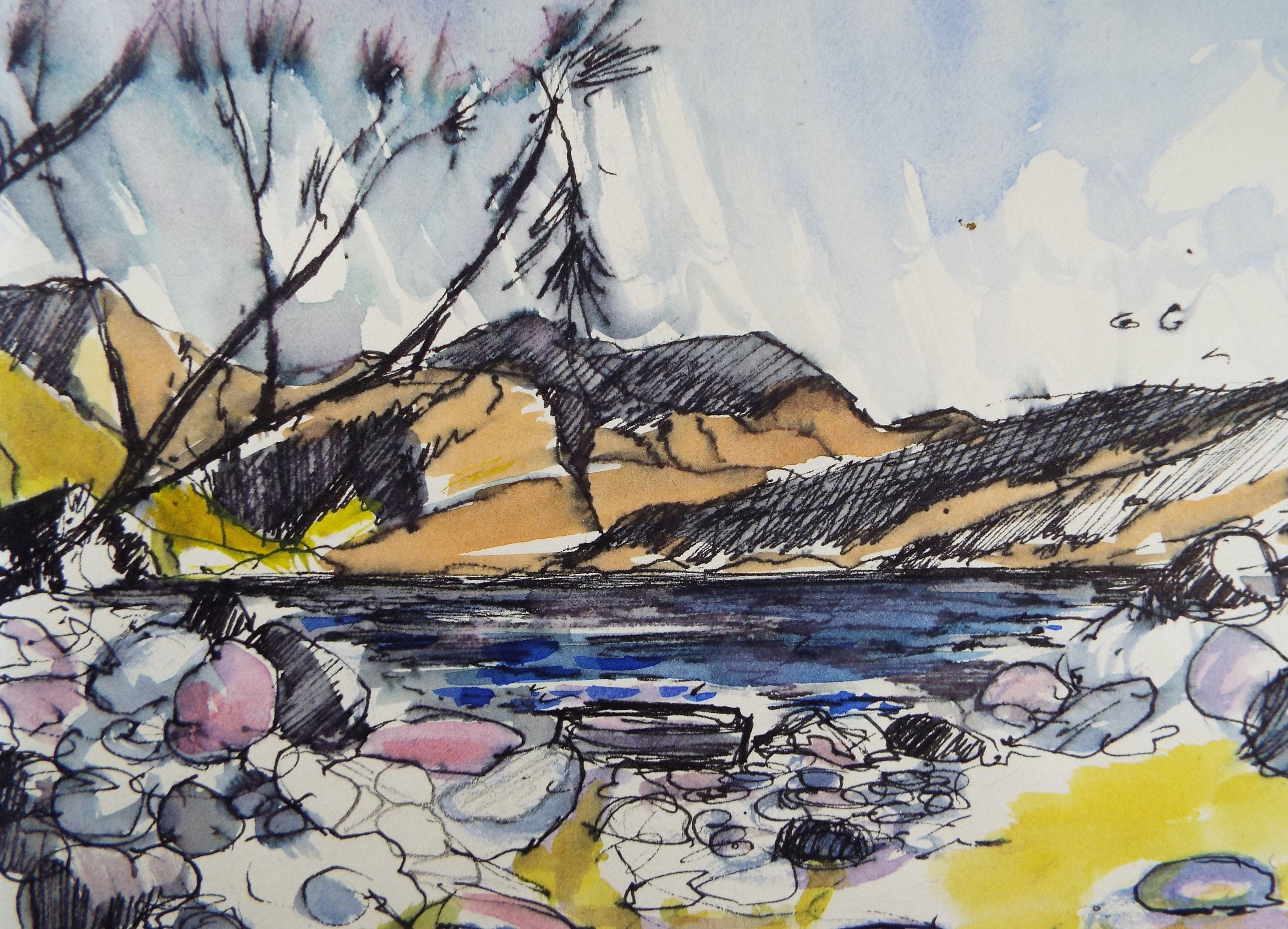 Original Watercolour, Mediterranean Coast', Circa 1980's, Artist Unknown
