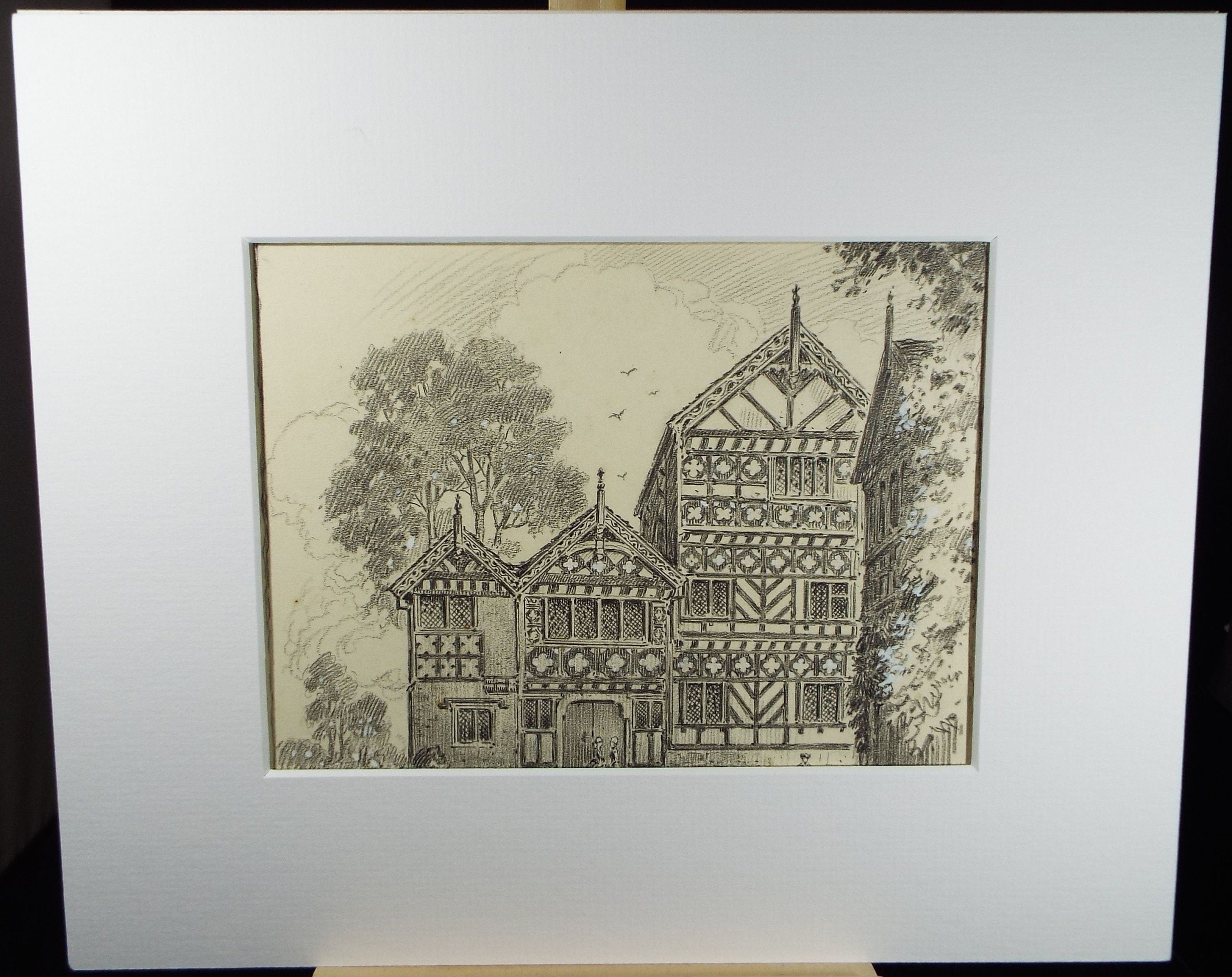 Original pencil drawing , 'Elizabethan House' Late 19th Century, Artist Unknown