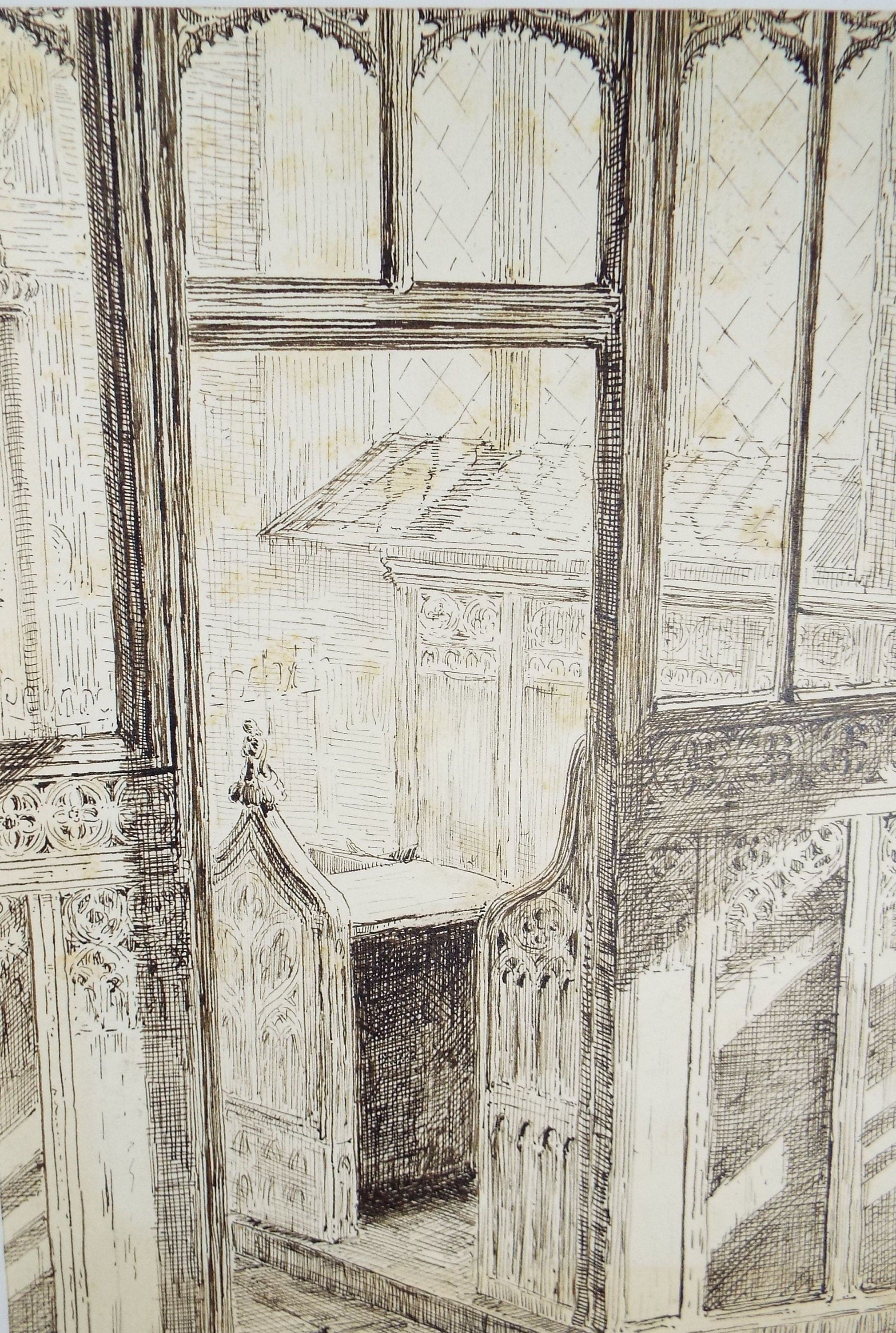 Original Pen & Ink, 'Pews and Rood Screen', Late 19th Century, Artist unknown