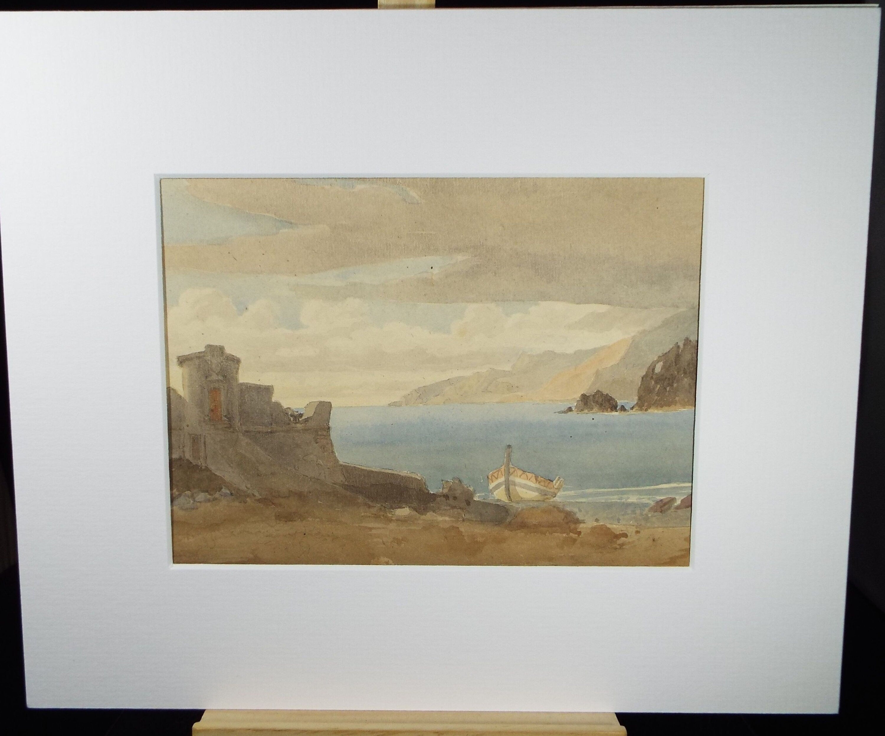 Original Watercolour, 'Fishing Boat on the Shore', late 19th Century, Unknown Artist