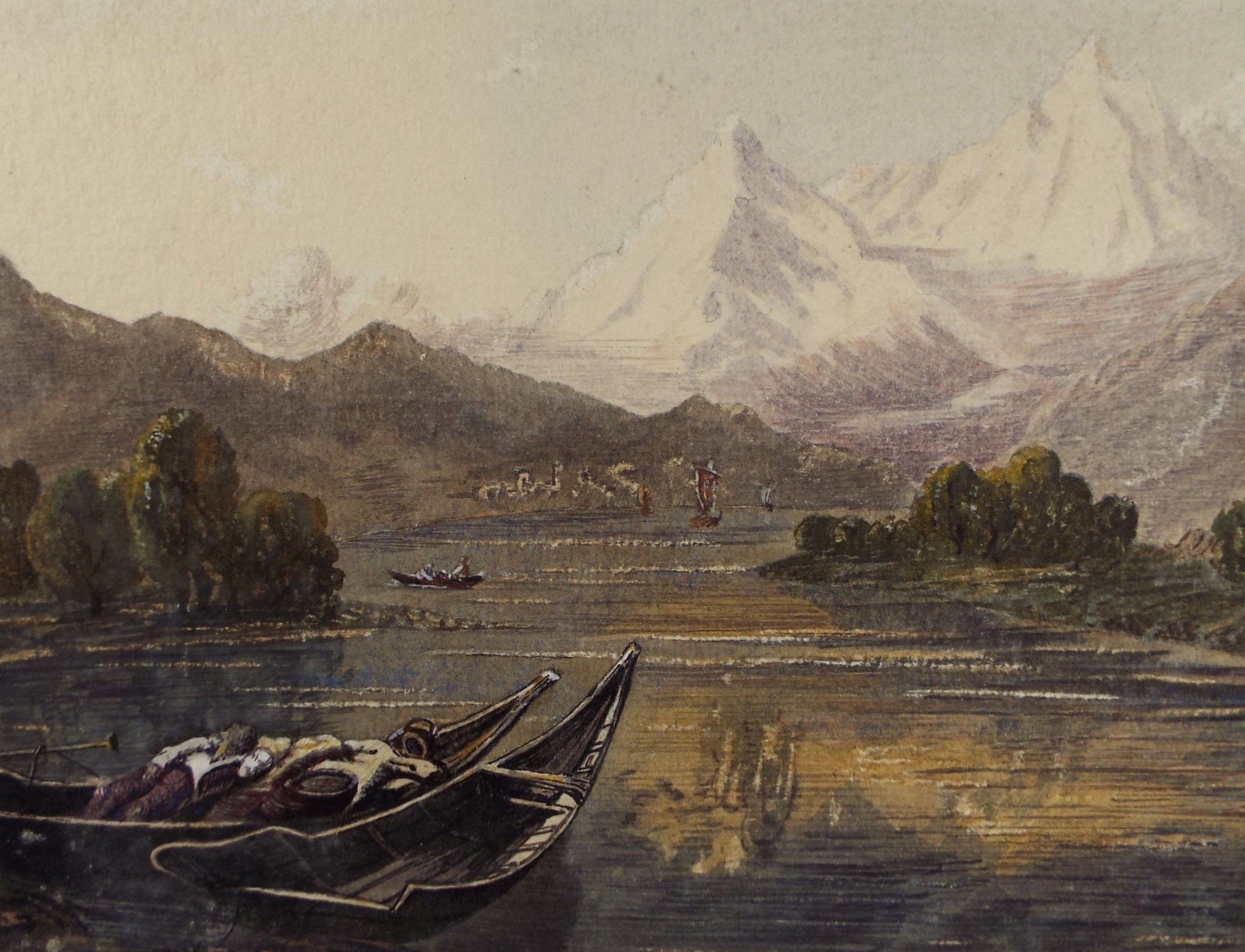 Original Watercolour, 'Lake below the Mountains',Late 19th Century, Artist Unknown