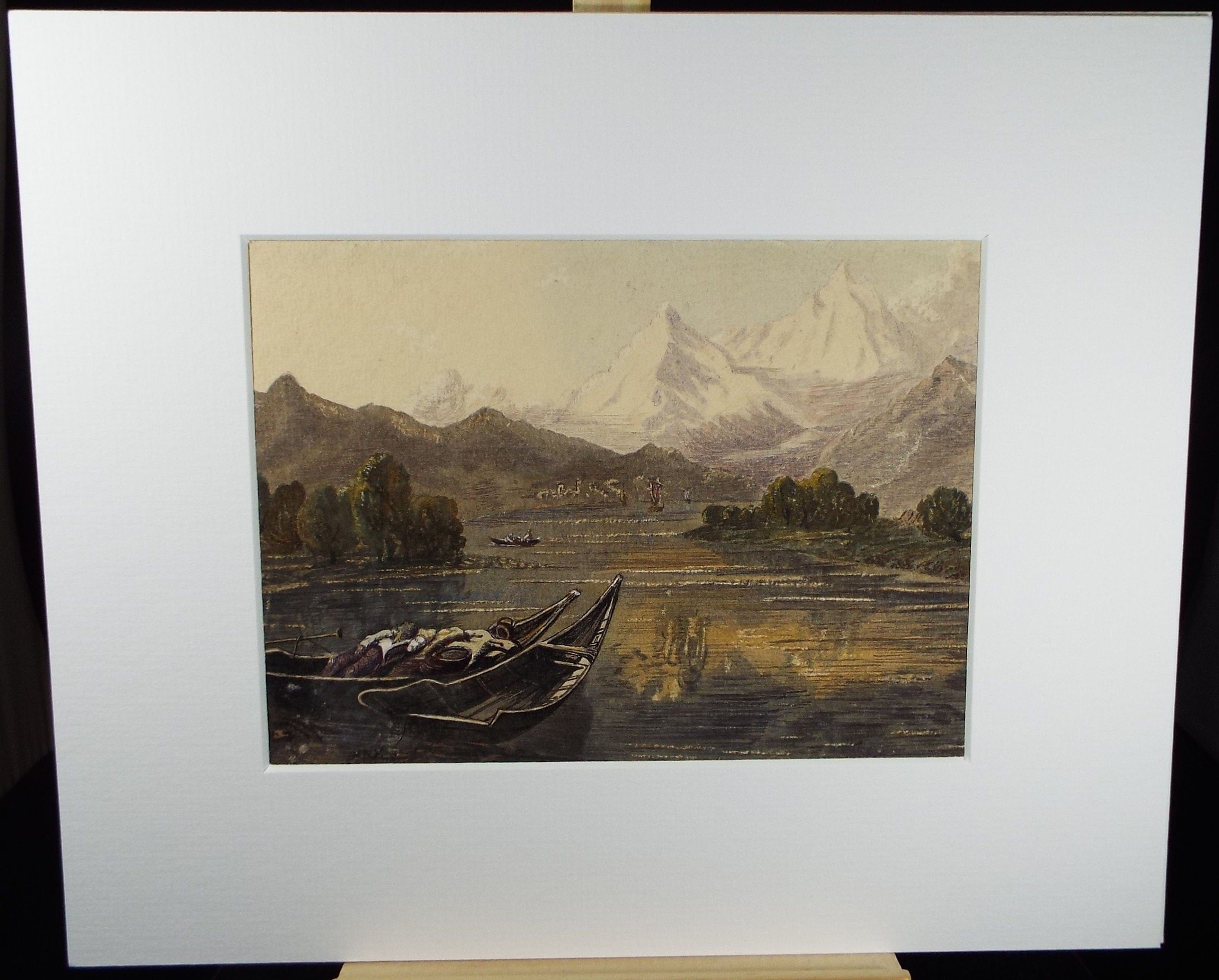 Original Watercolour, 'Lake below the Mountains',Late 19th Century, Artist Unknown
