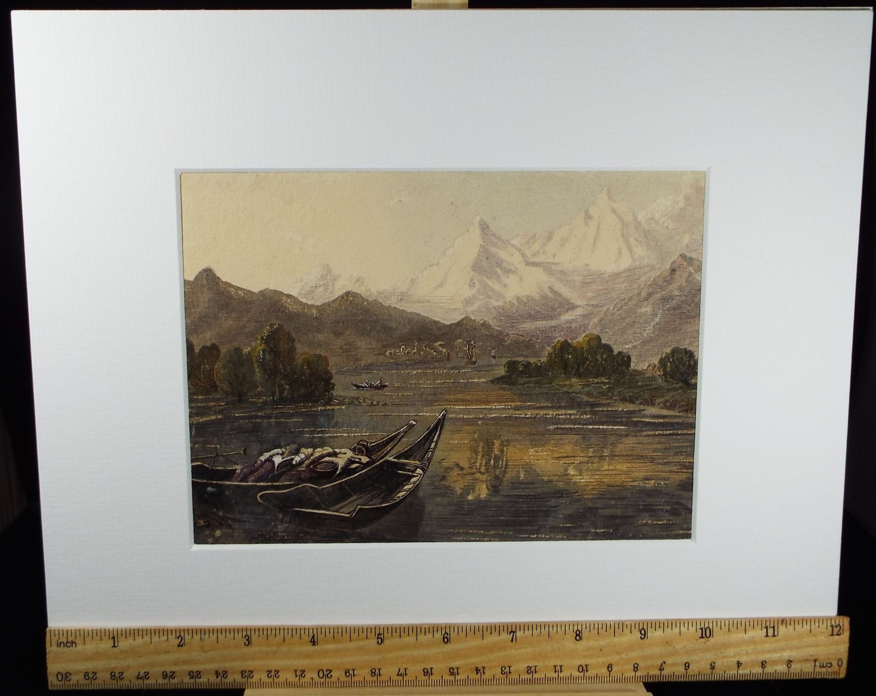 Original Watercolour, 'Lake below the Mountains',Late 19th Century, Artist Unknown
