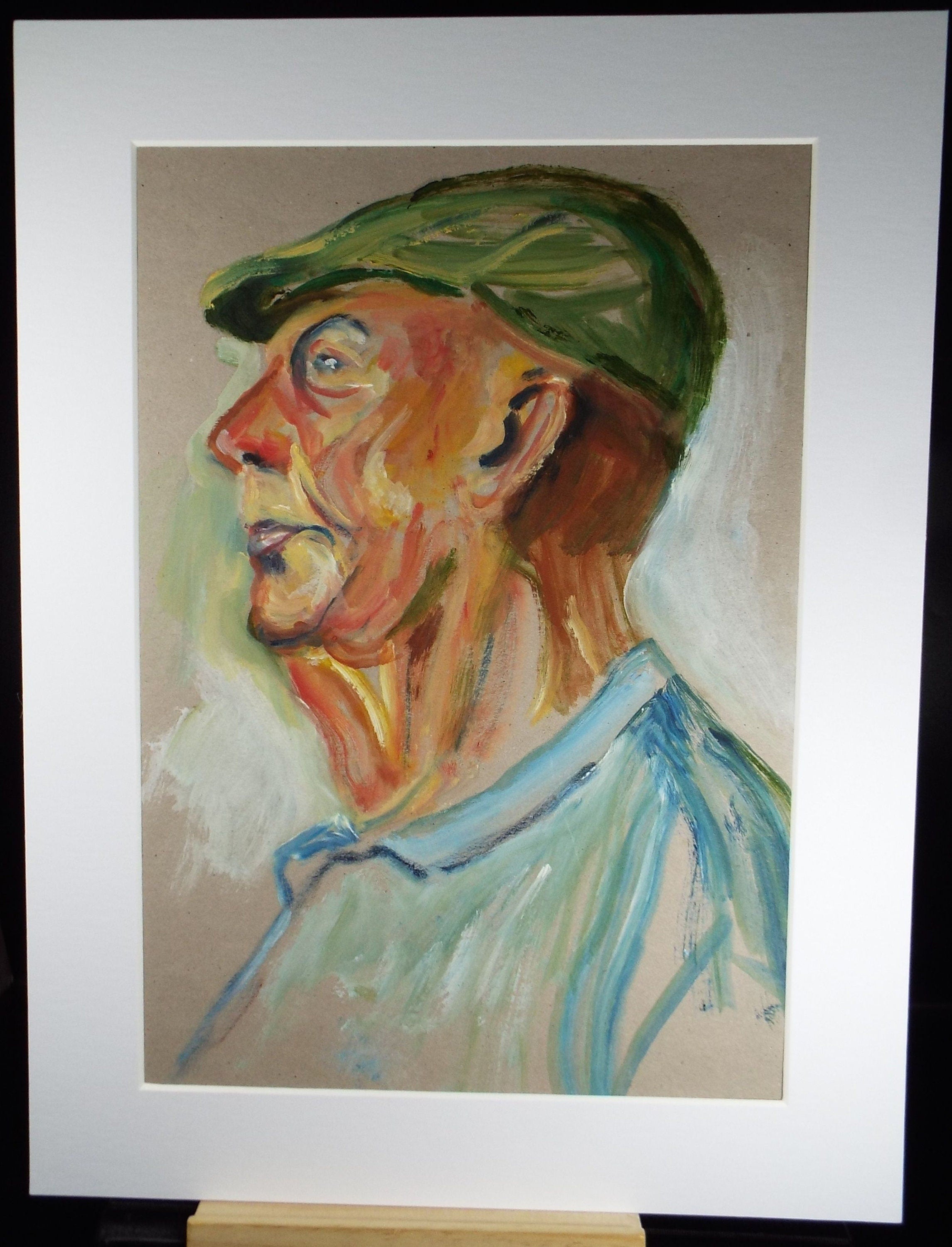 Original Watercolour & Gouache, 'Man in Flat Cap',Circa 1960's, Artist Unknown
