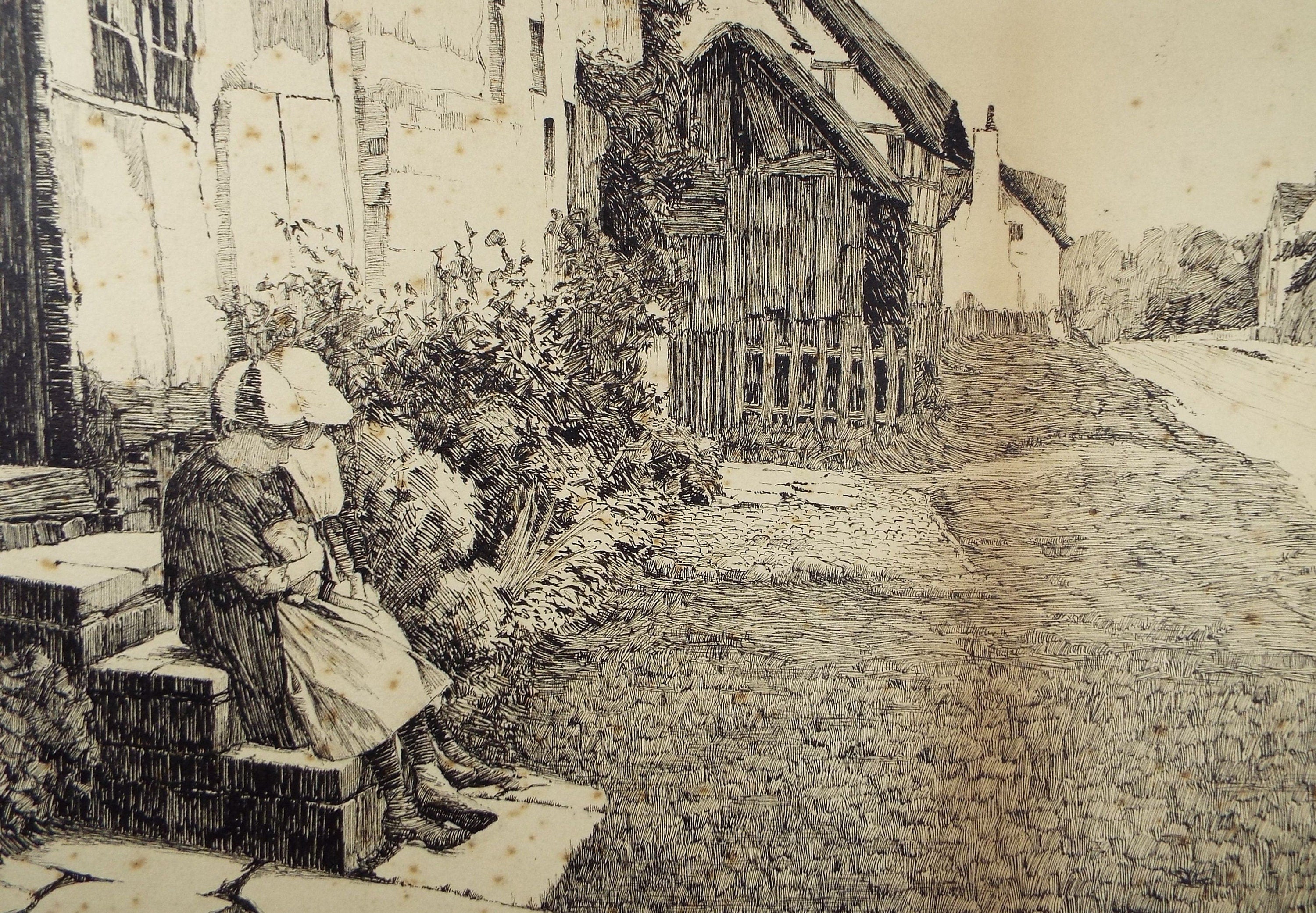 Original Pen & Ink, 'Rous Bench', Percy Brown, Dated 1892