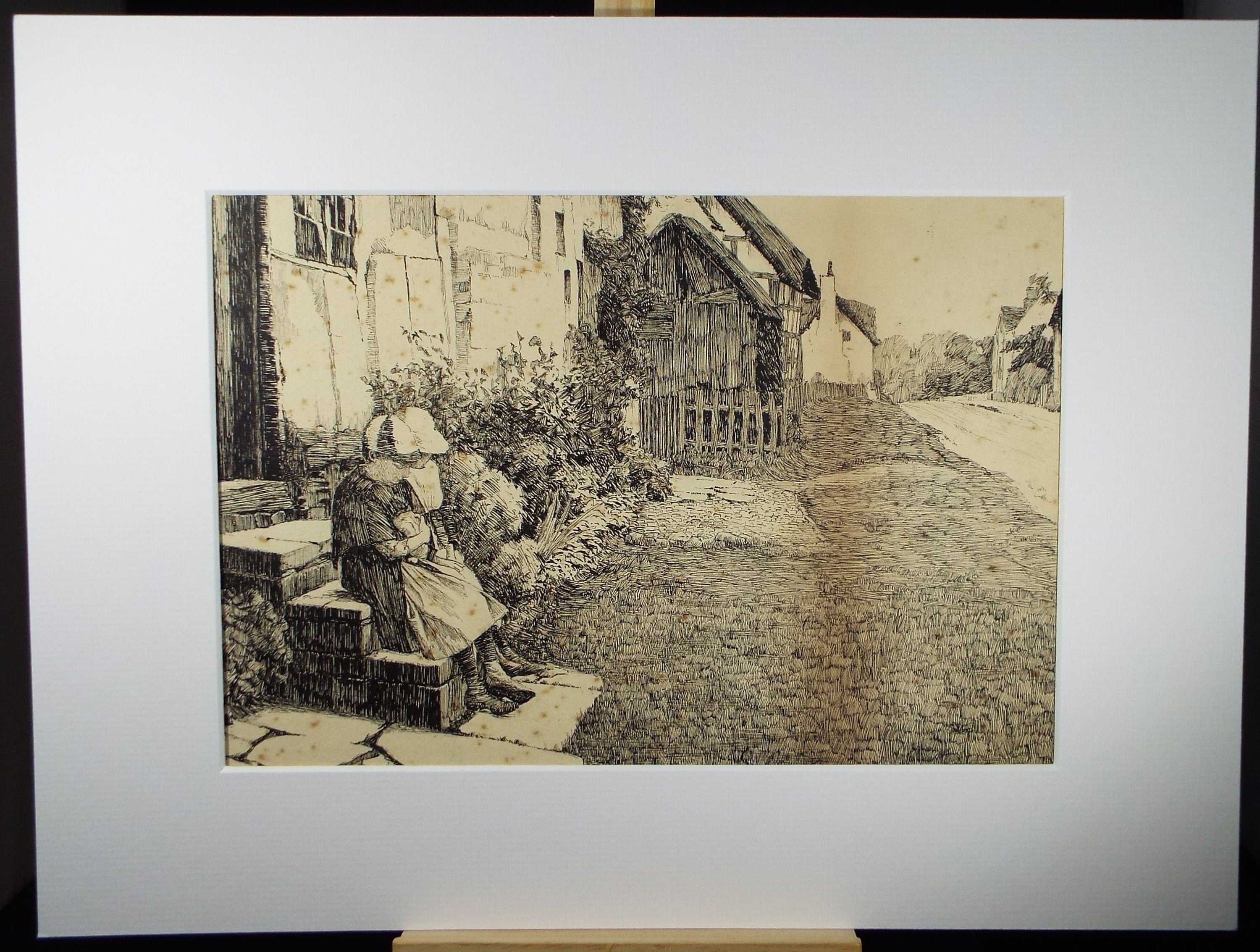 Original Pen & Ink, 'Rous Bench', Percy Brown, Dated 1892