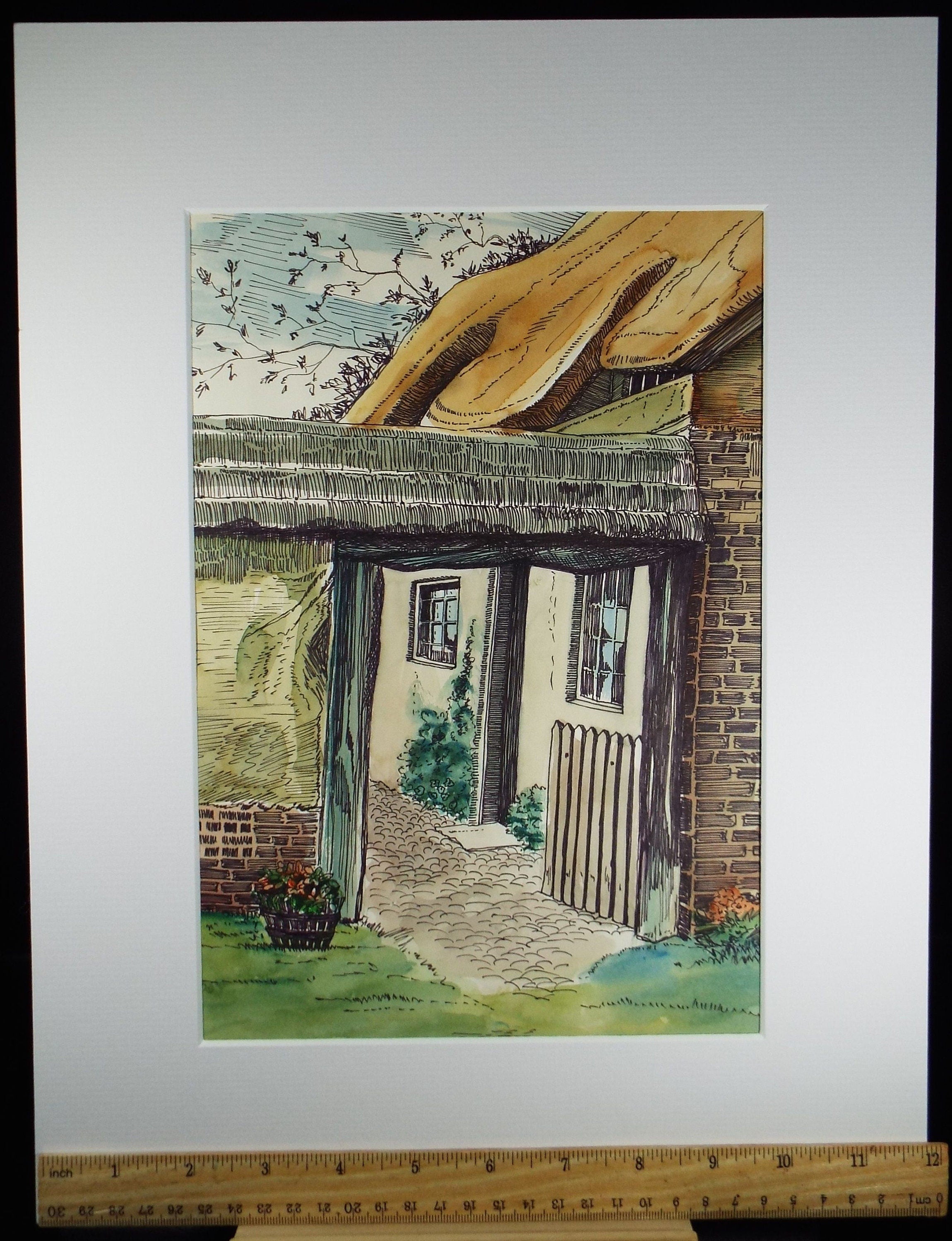 Original Watercolour, Inscribed - 'Winterbourne Gunner, Wilts' , Elizabeth R Cooke, Dated 1987
