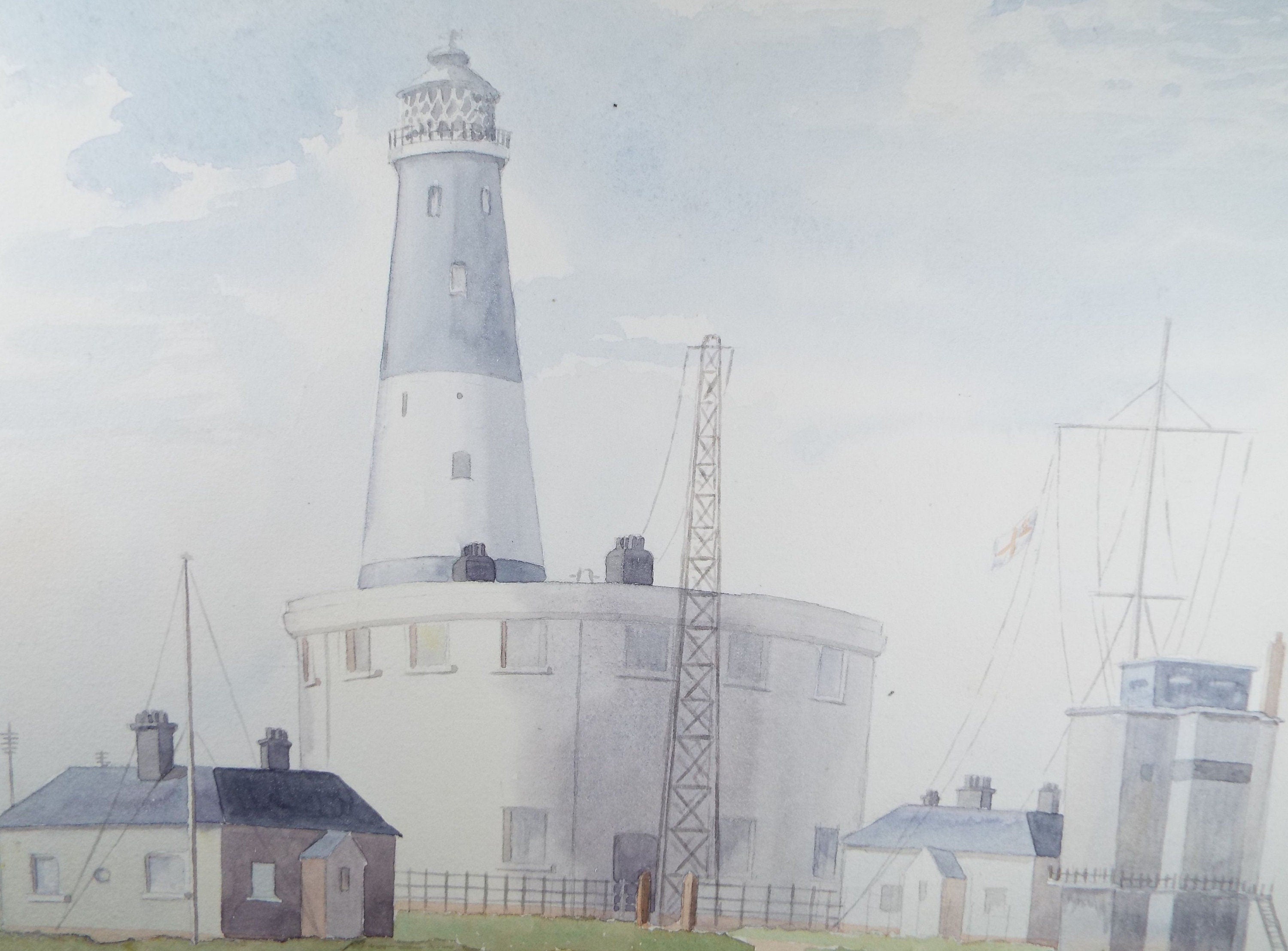Original Watercolour, 'Lighthouse with Telegraph Station', F Tinkler, circa 1940's