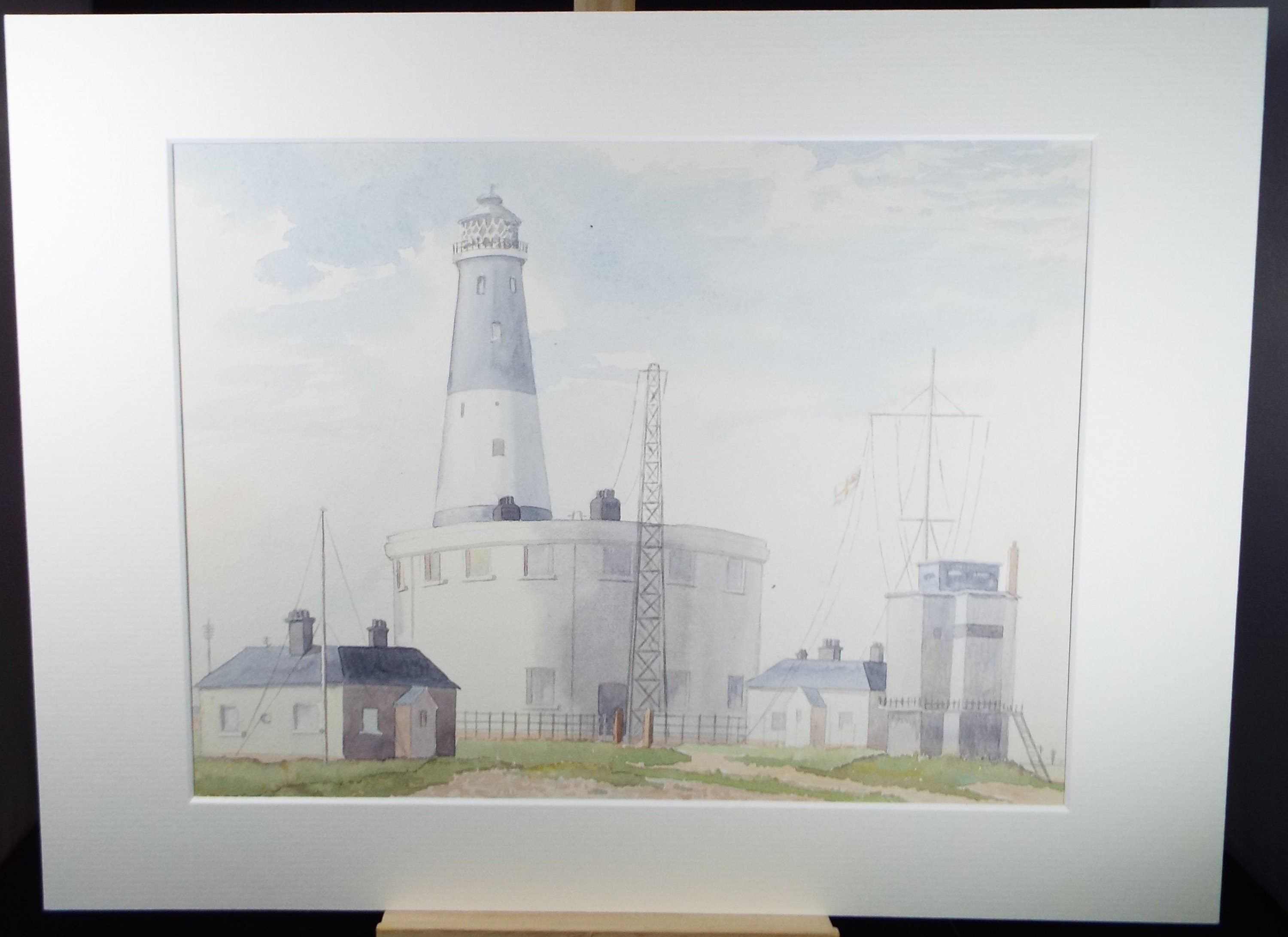 Original Watercolour, 'Lighthouse with Telegraph Station', F Tinkler, circa 1940's