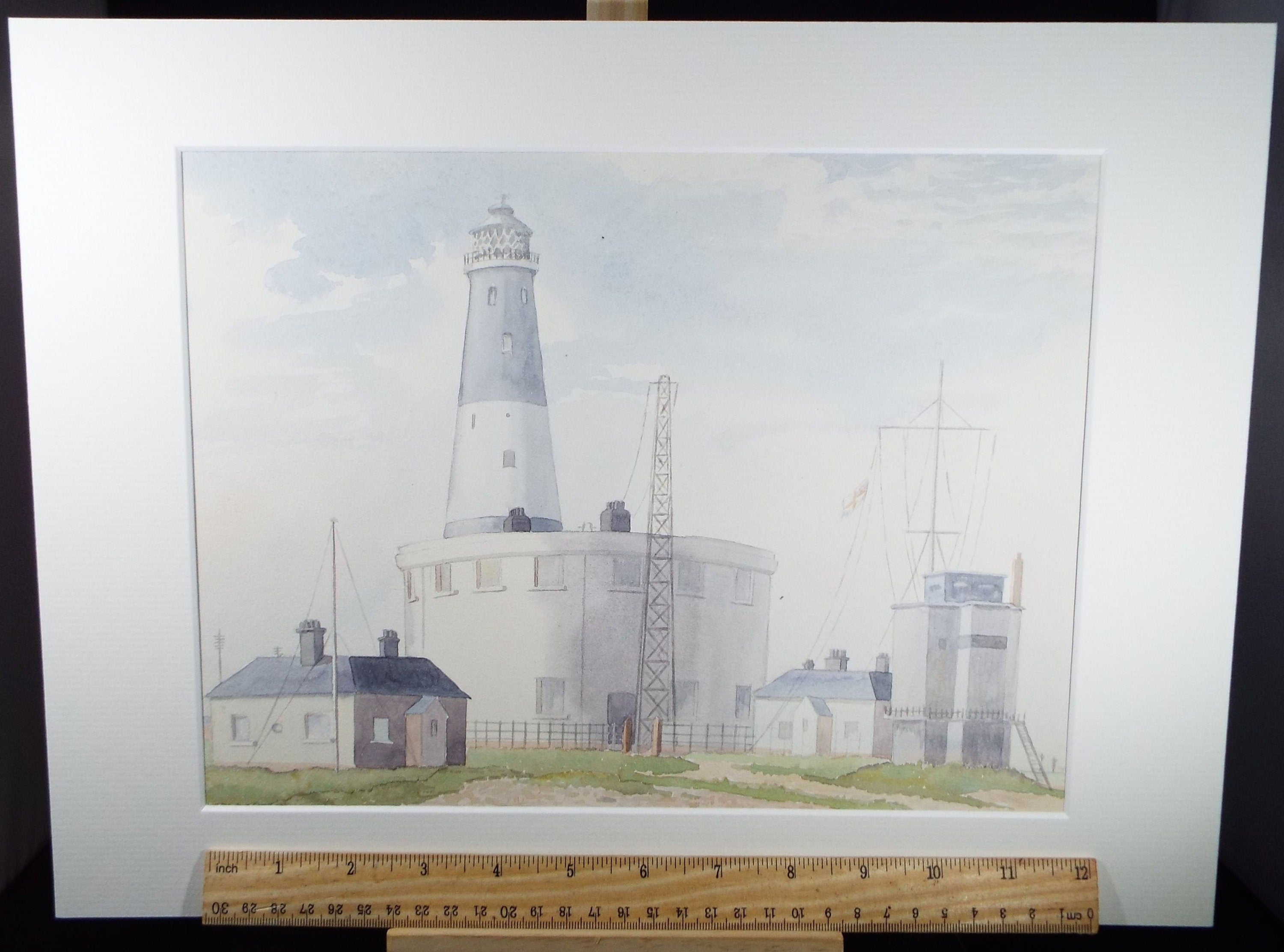 Original Watercolour, 'Lighthouse with Telegraph Station', F Tinkler, circa 1940's