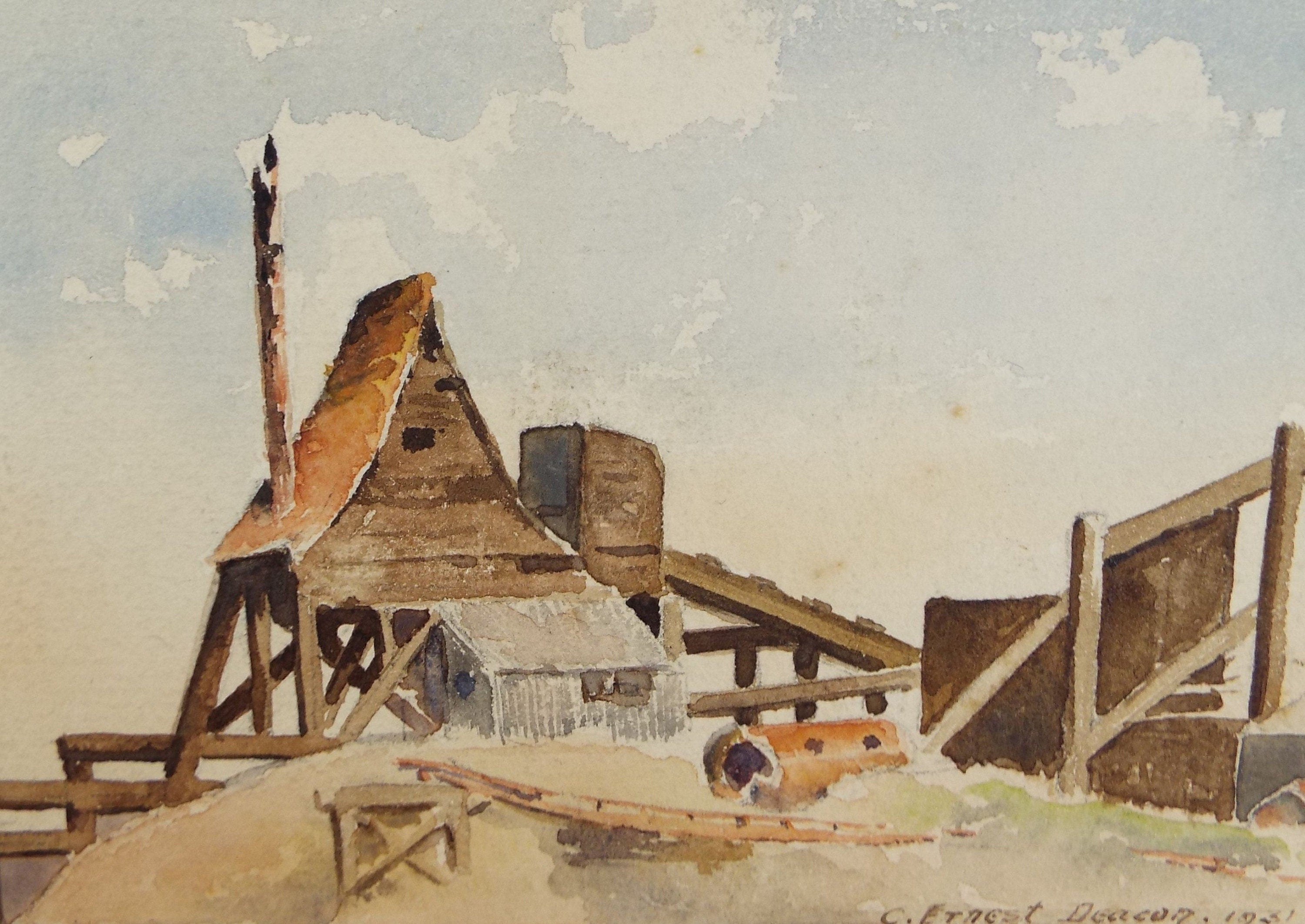 Original Watercolour, 'Power House - Shoreham', Dated 1931, C Ernest Deacon