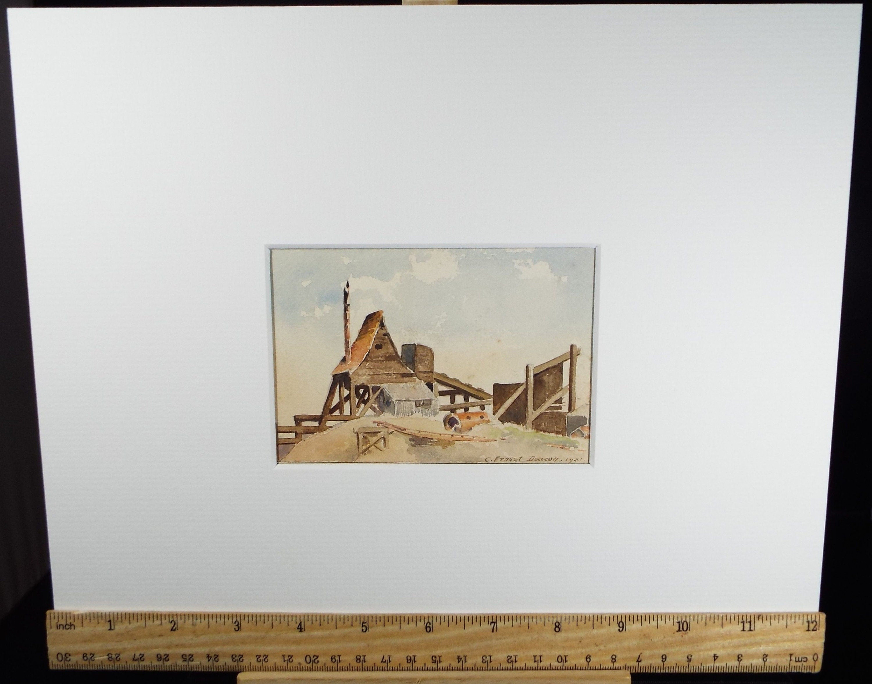 Original Watercolour, 'Power House - Shoreham', Dated 1931, C Ernest Deacon