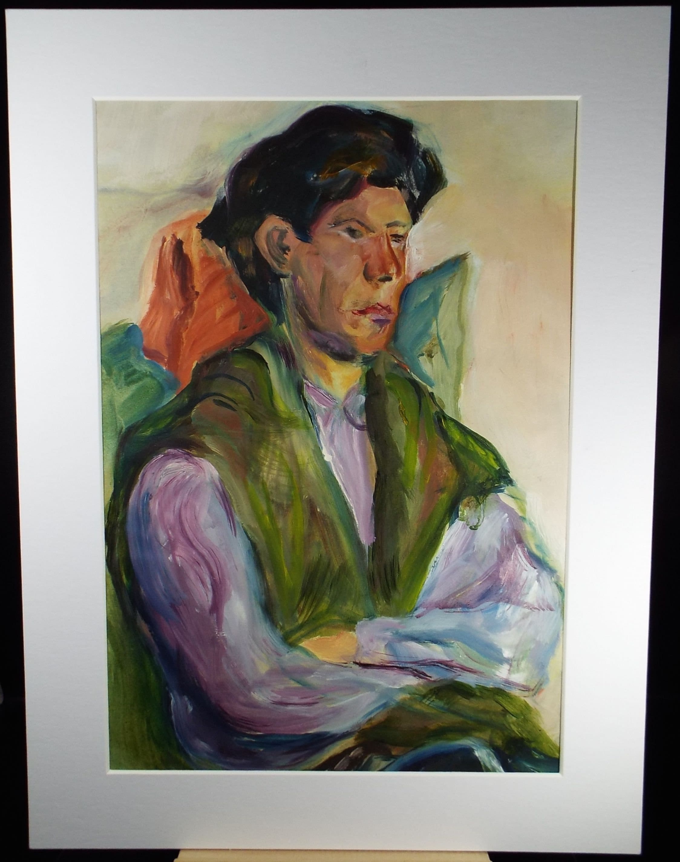 Original Watercolour & Gouache, 'Portrait of a seated man',c1990's, Artist Unknown