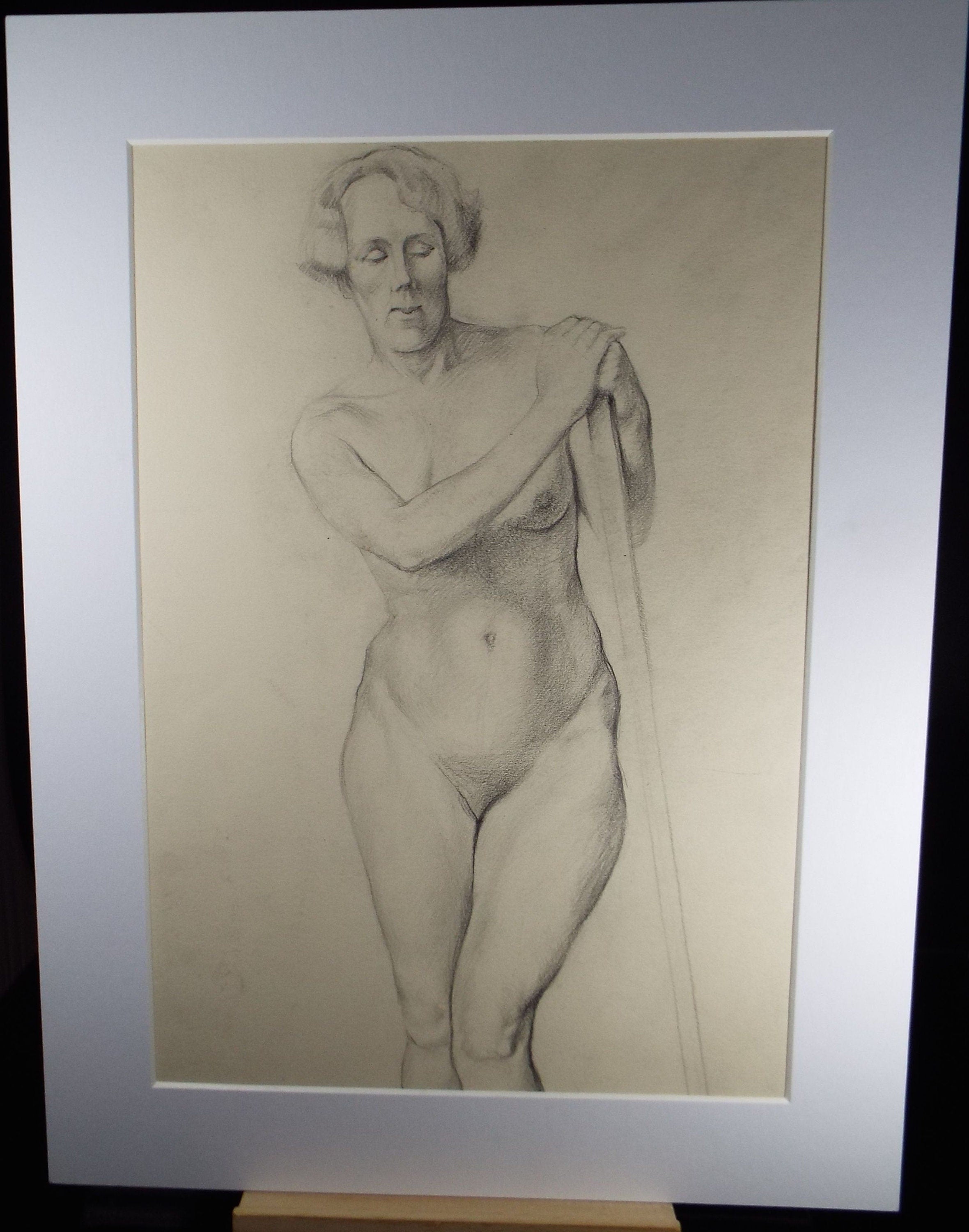 Original Pencil Drawing, 'Female Life Study - Standing', circa 1930's, artist unknown