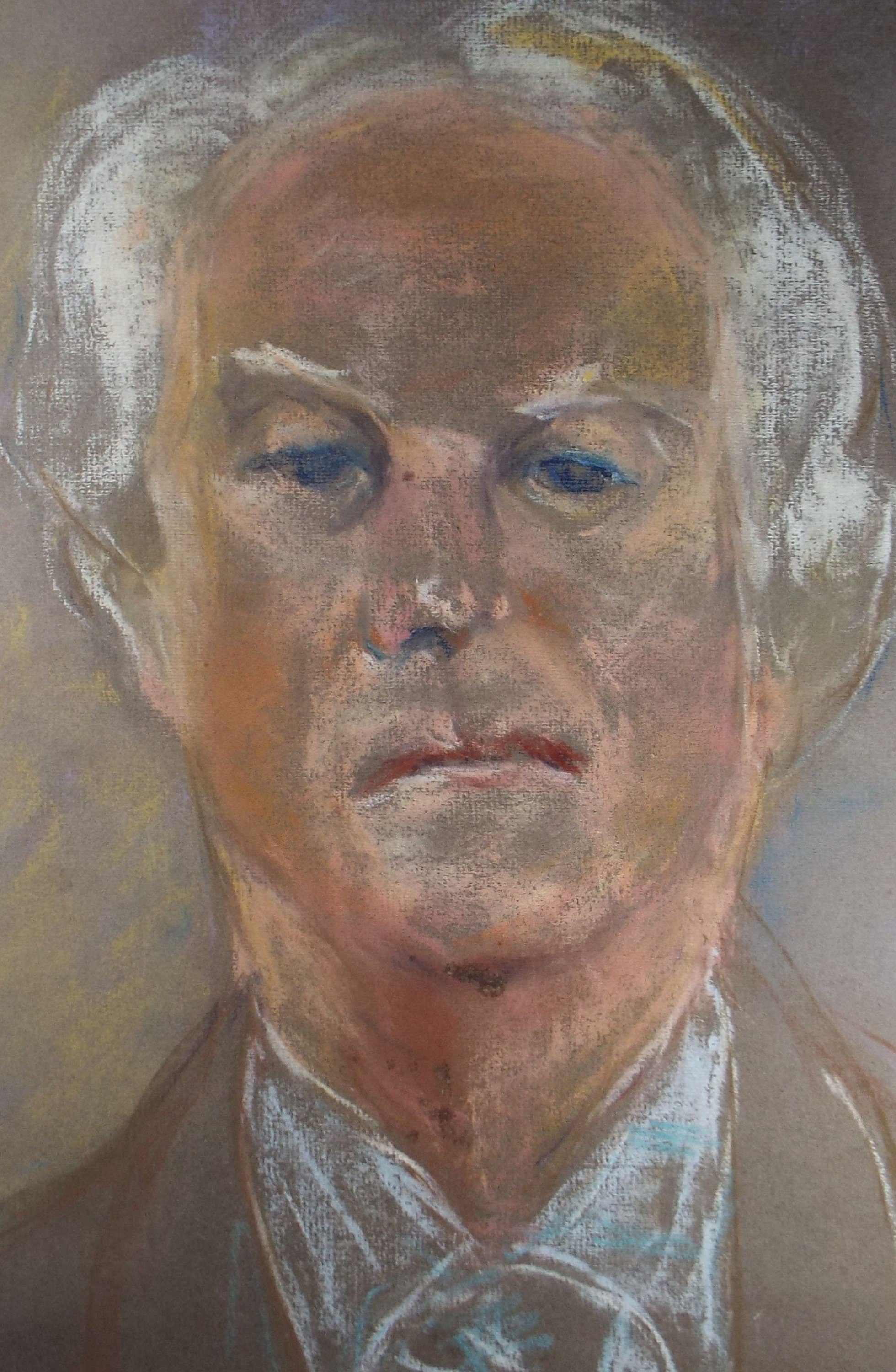 Original Pastel, 'Man with Scarf', Paivio Knighton, (active 1968-c1986)