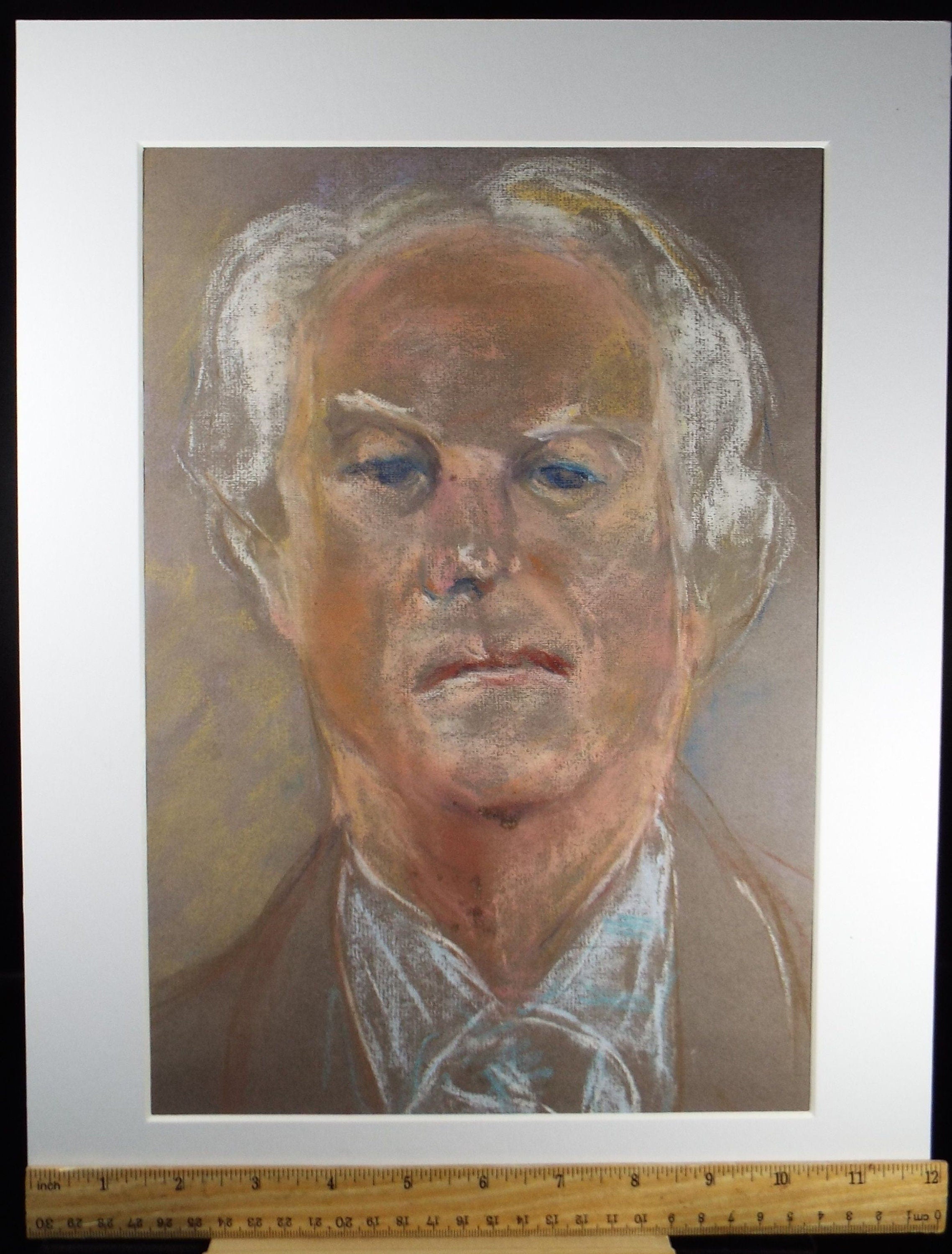 Original Pastel, 'Man with Scarf', Paivio Knighton, (active 1968-c1986)