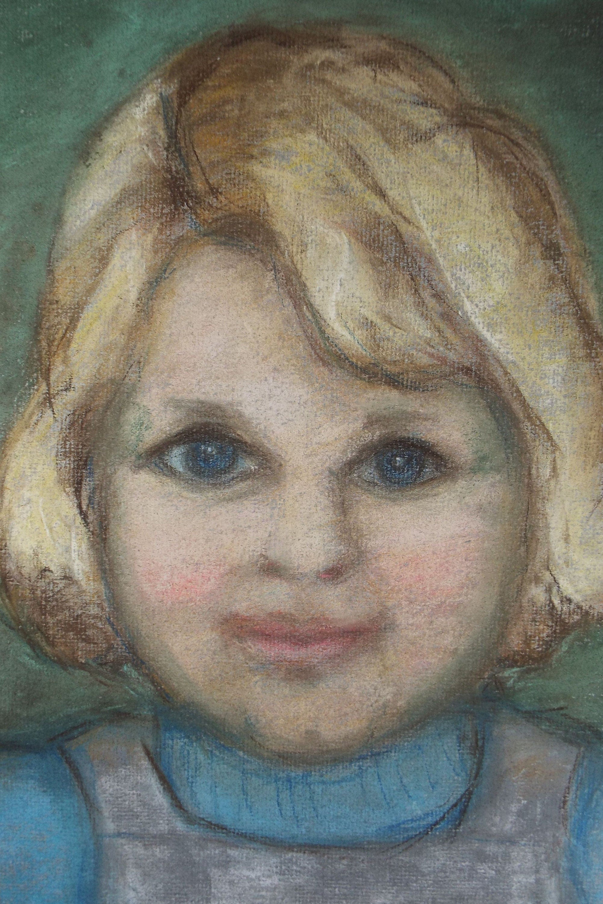Original Pastel Drawing, 'Child Portrait', Circa 1970's, Paivio Knighton