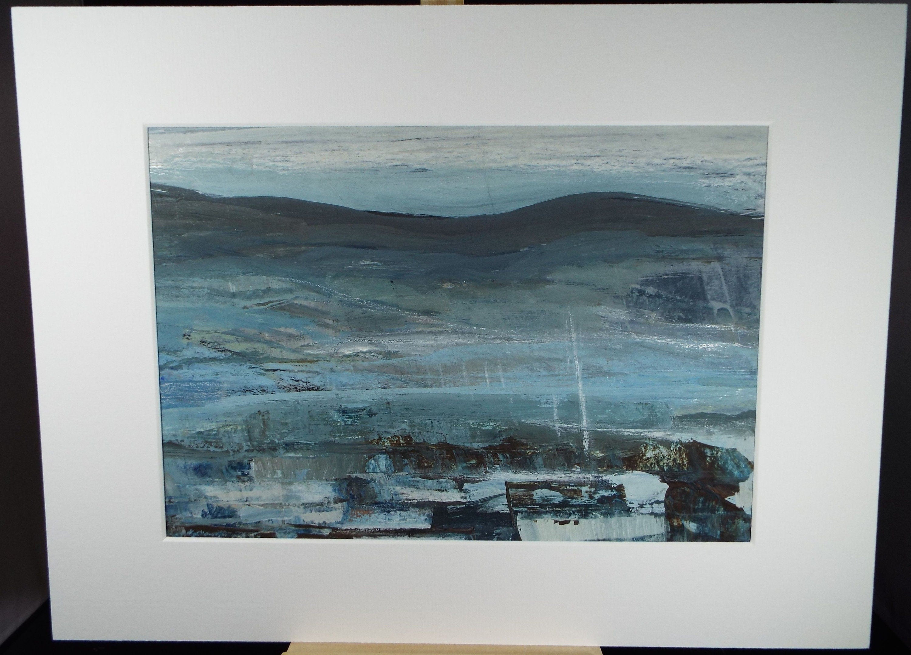 Original Watercolour & Gouache, 'Blue Harbour', Circa 1980's,Artist Unknown