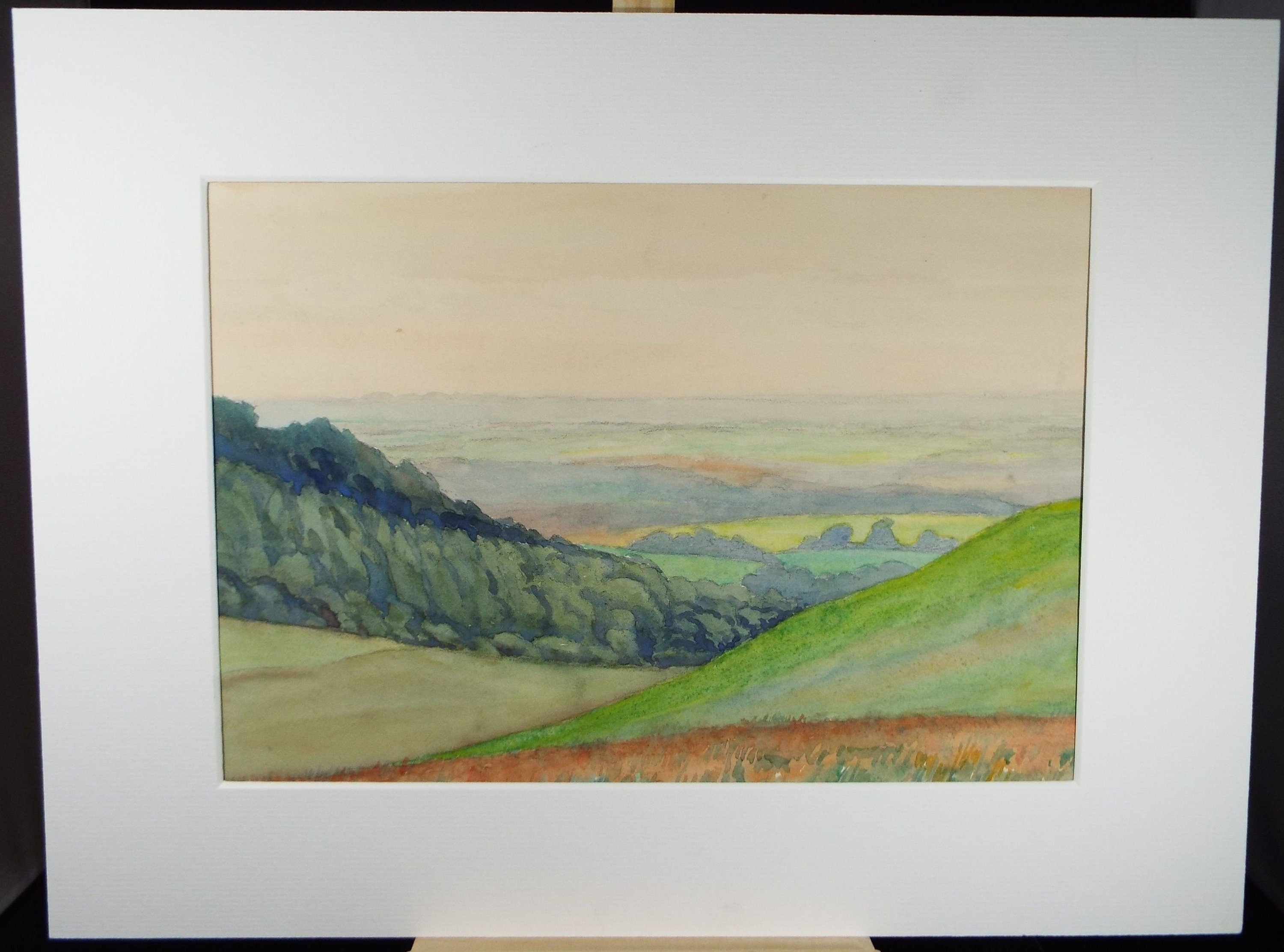 Original Watercolour, 'Green Valley', c1950's, Artist Unknown