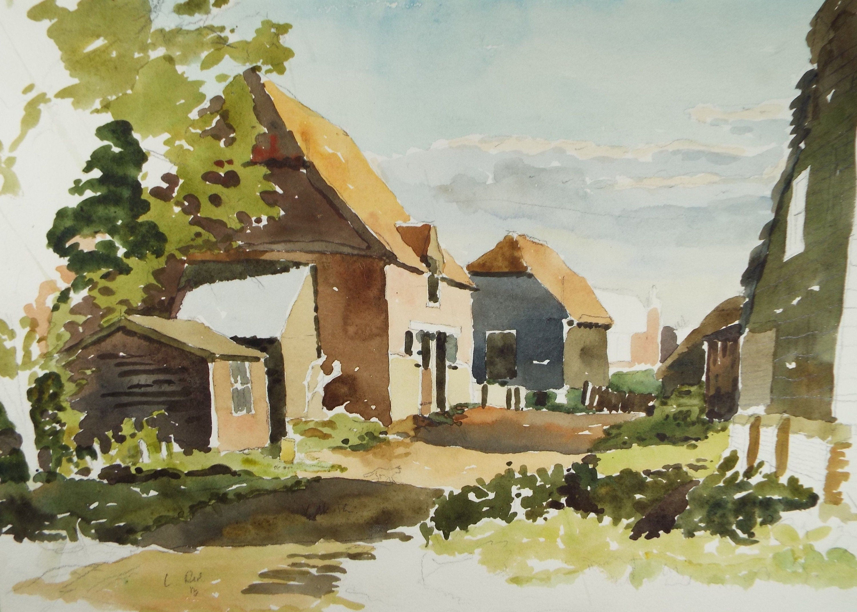 Original Watercolour, 'Old Botley', Dated 1933, Charles Frederick Way (1906-1981)