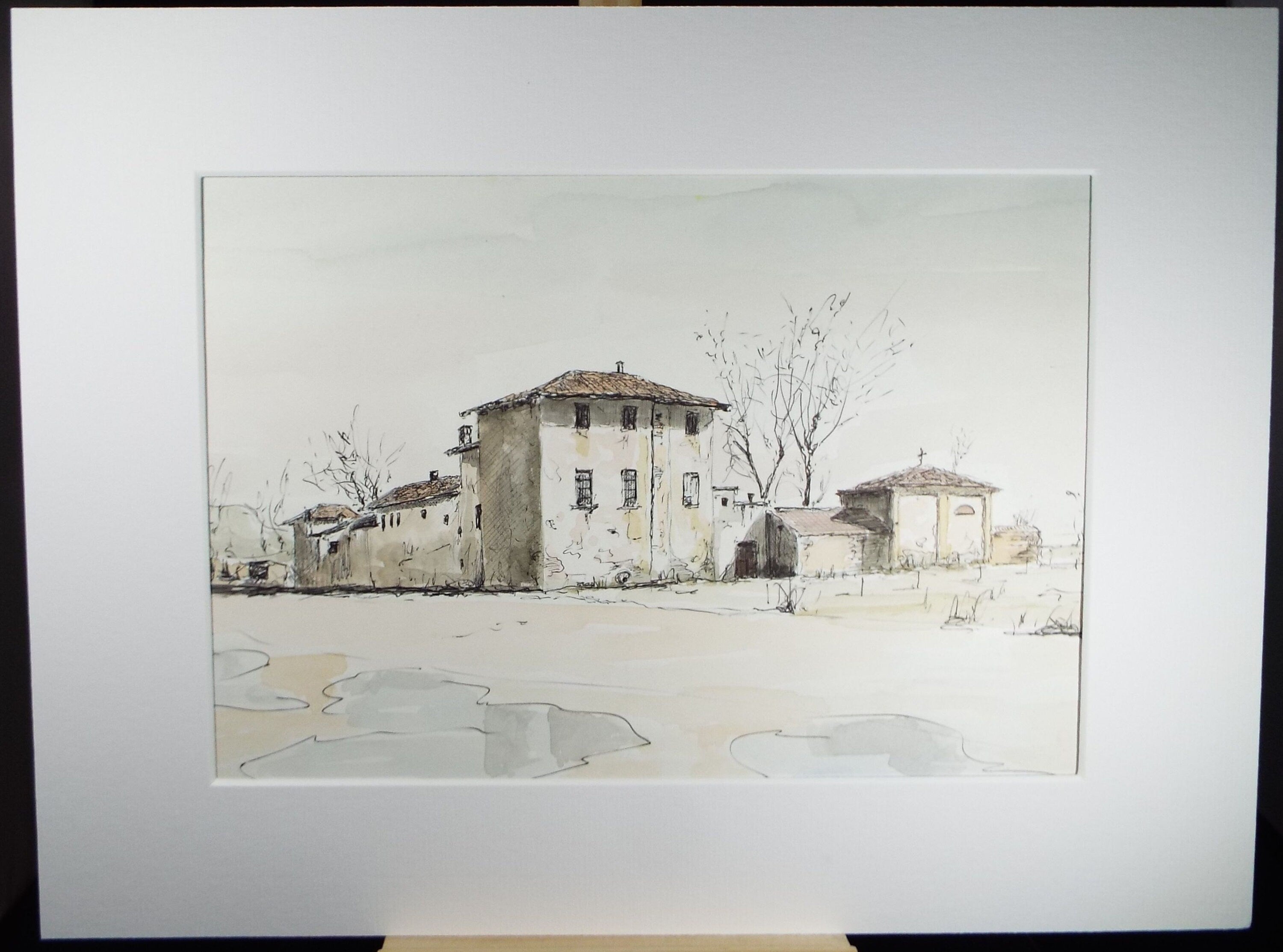 Original Watercolour & India Ink , 'Torino - Il Gerbido', Dated 1966, Indistinctly Signed