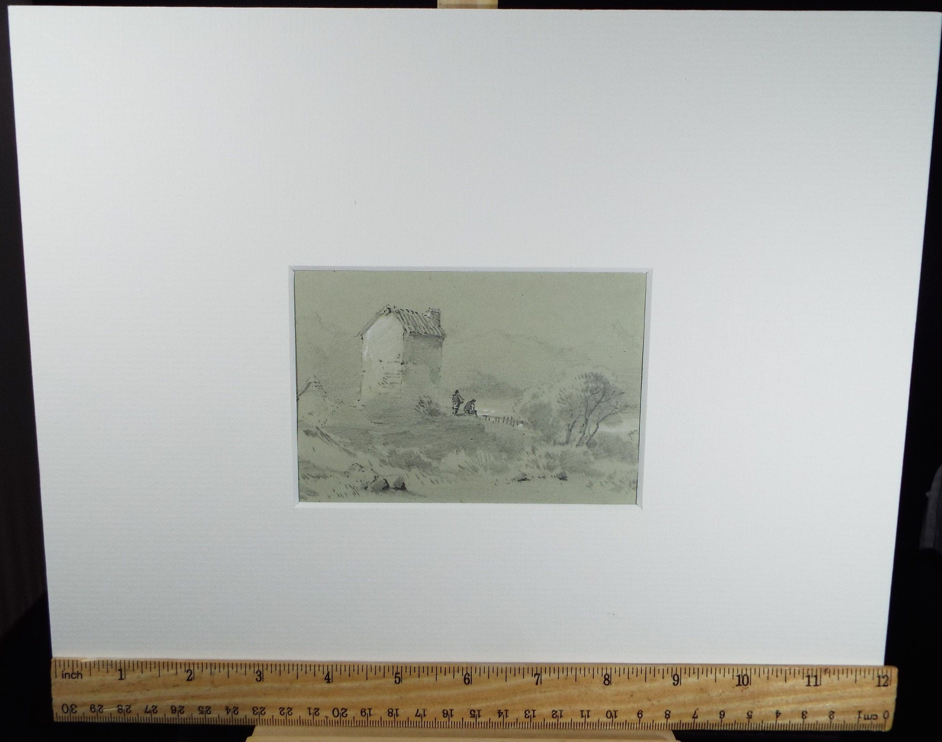 Original watercolour drawing, 'Figures in a Landscape', Late 19th Century, Artist Unknown